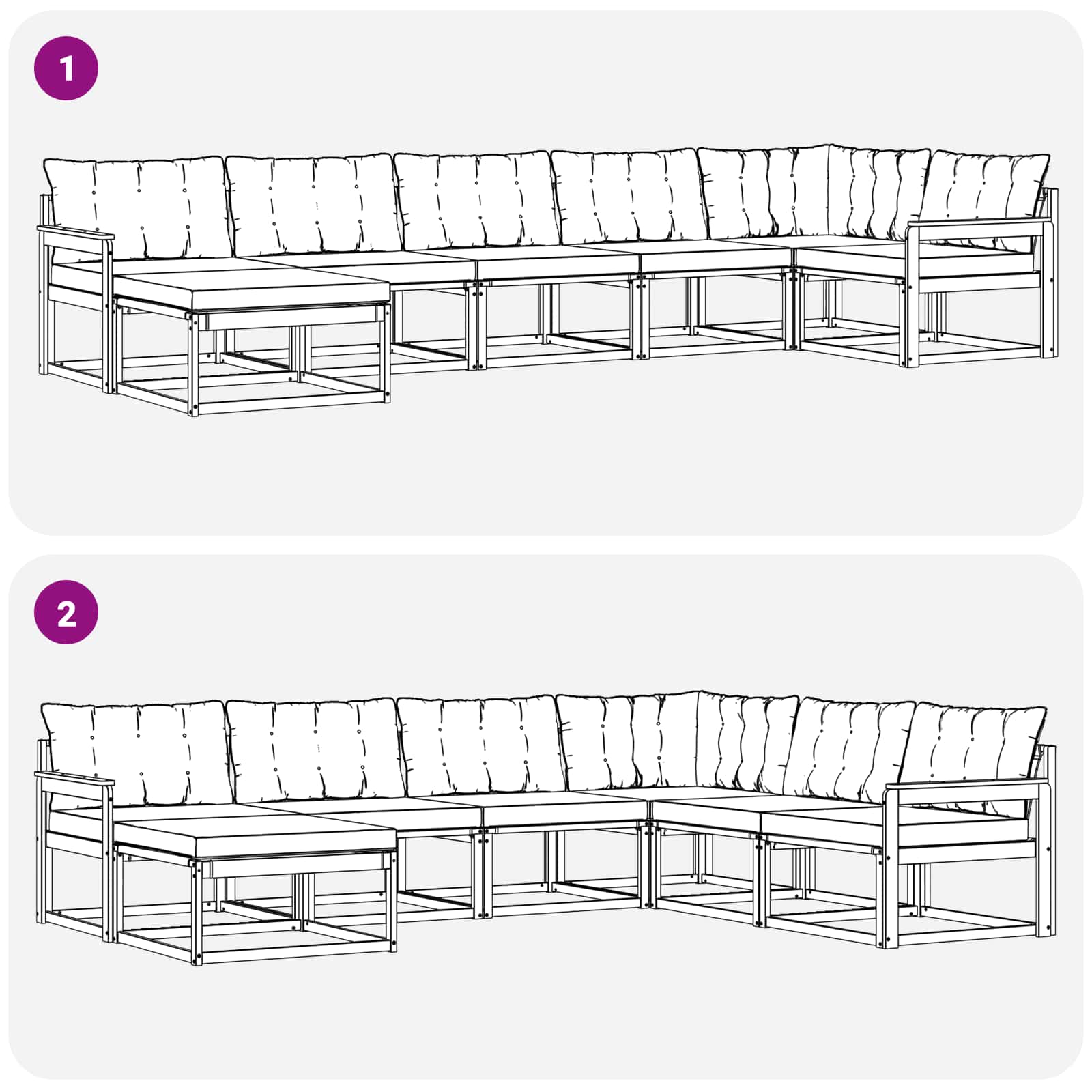 Set vanjskih sofa 7 pcs Bijela i svjetlosiva