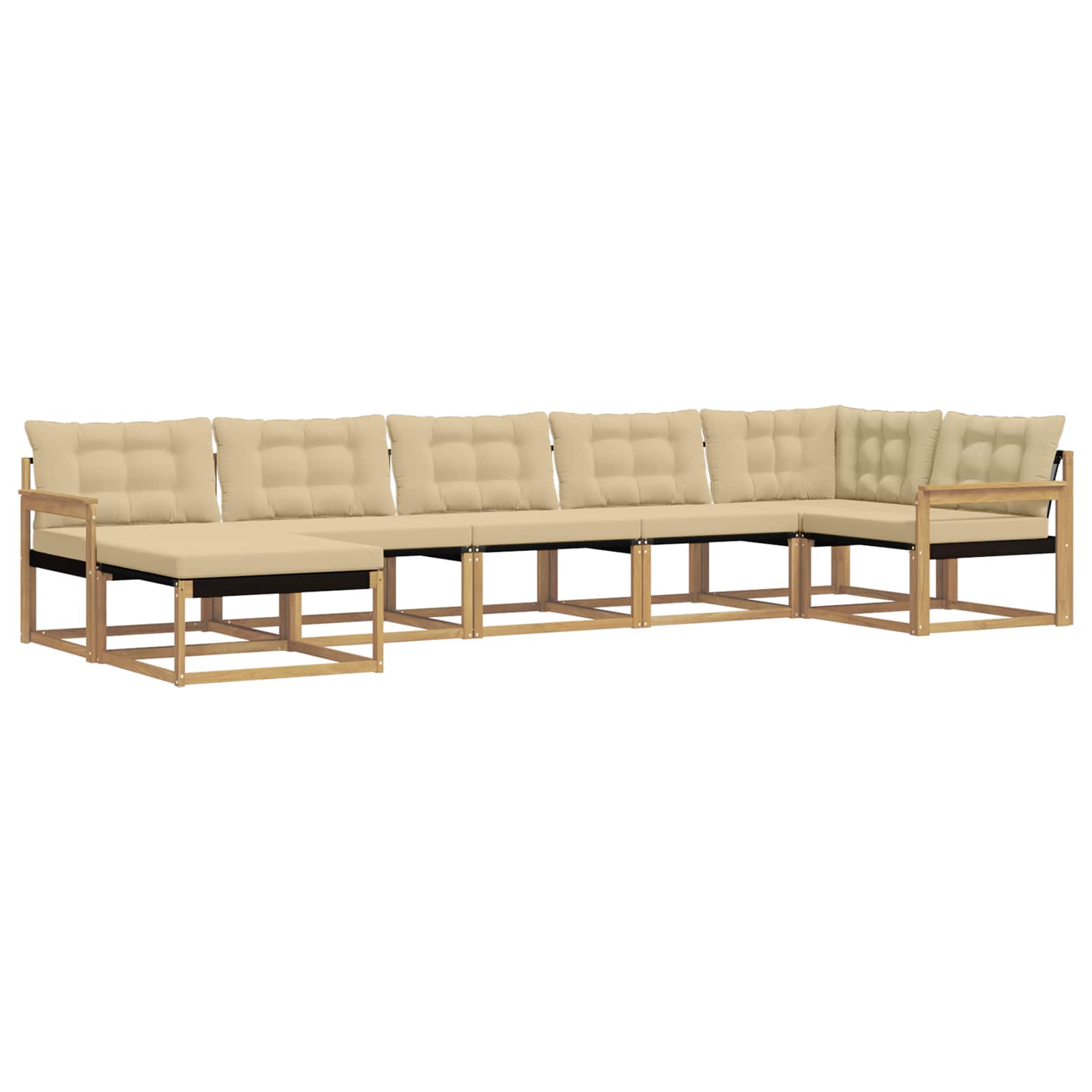 Set vanjskih sofa 7 kom. Bijela i bež Čvrsto drvo akacije