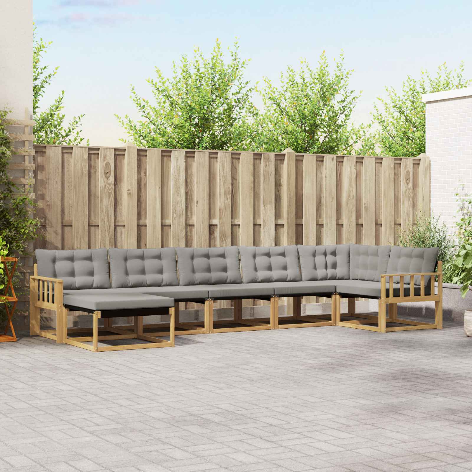 Set vanjskih sofa 7 pcs Bijela i svjetlosiva