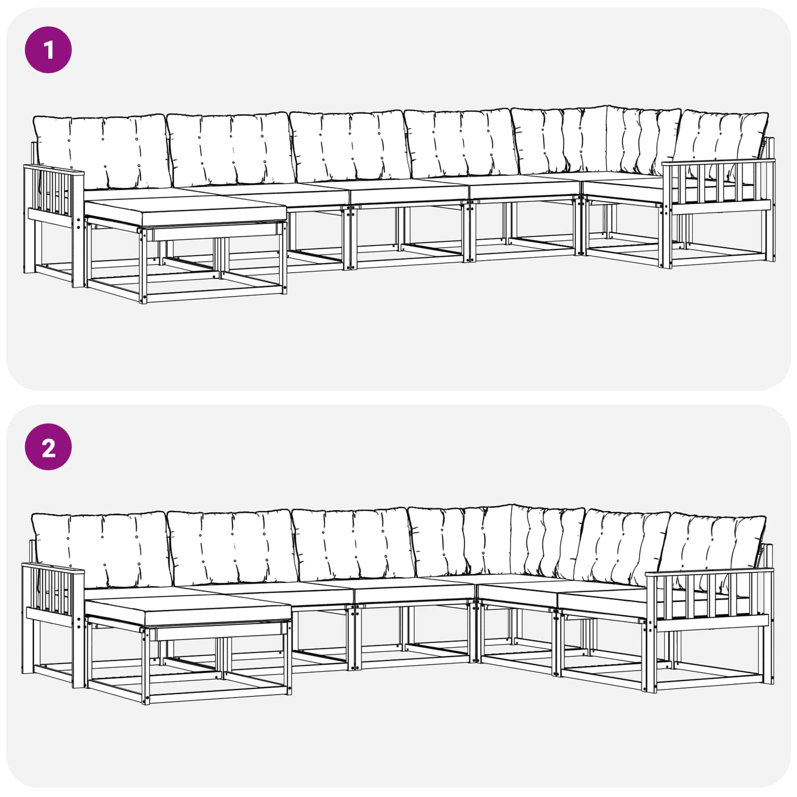 Set vanjskih sofa 7 pcs Bijela i svjetlosiva