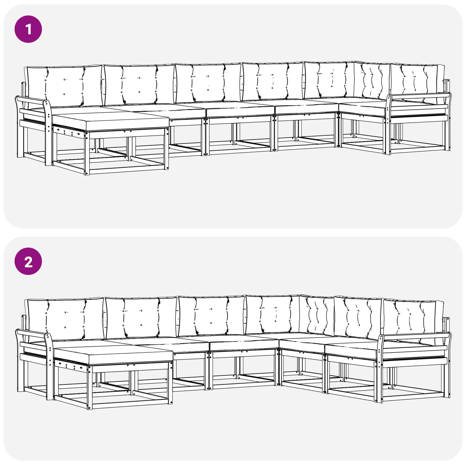 Set vanjskih sofa 7 pcs Bijela i svjetlosiva