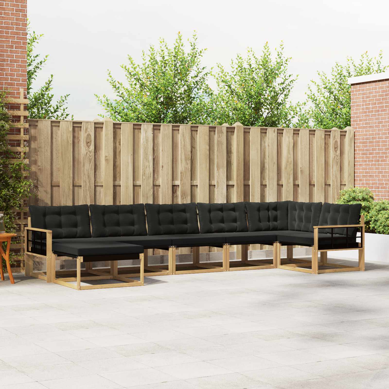 Set vanjskih sofa s jastukom 7 pcs Bijela i crna