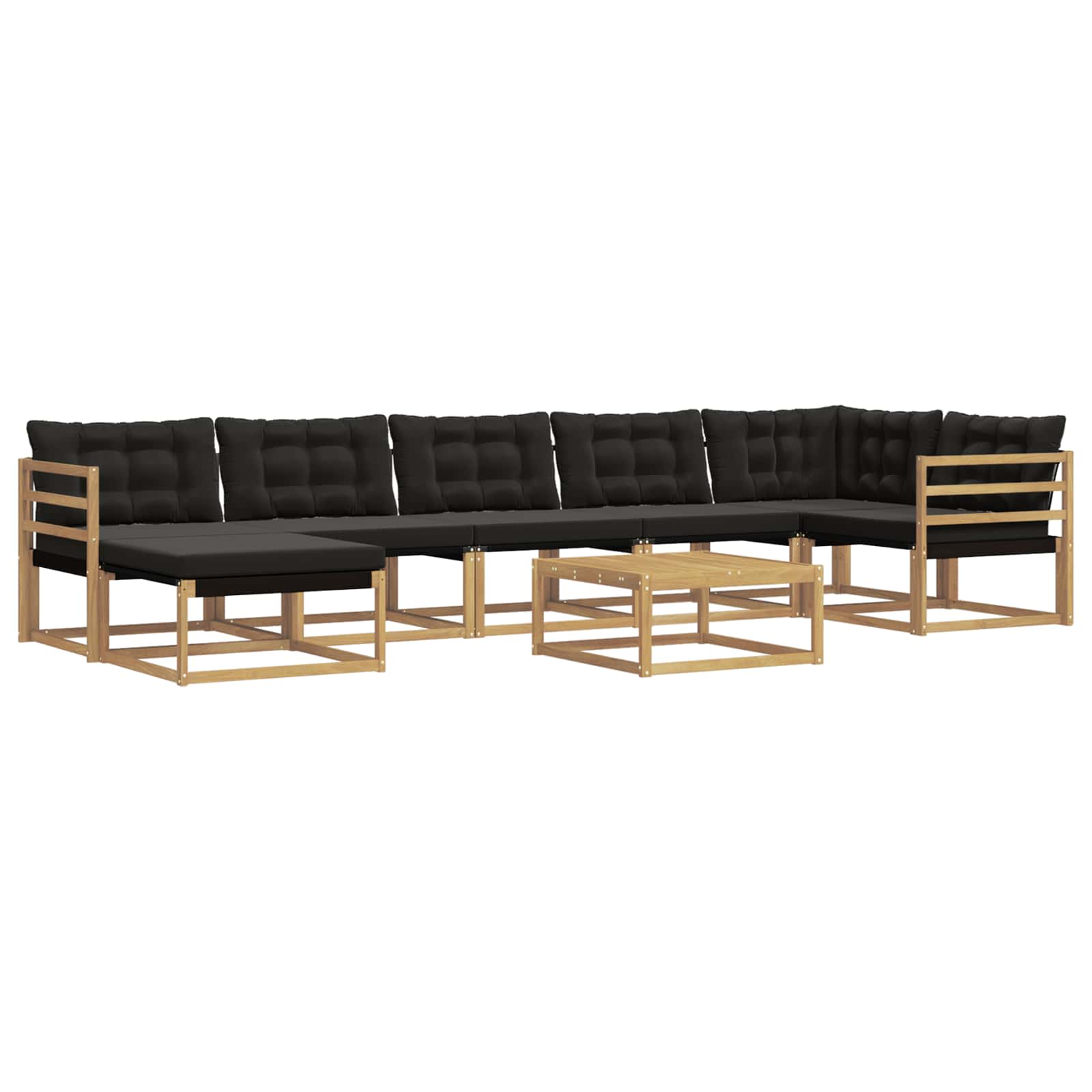 Set vanjskih sofa 8 pcs Bijela i crna Čvrsto drvo akacije