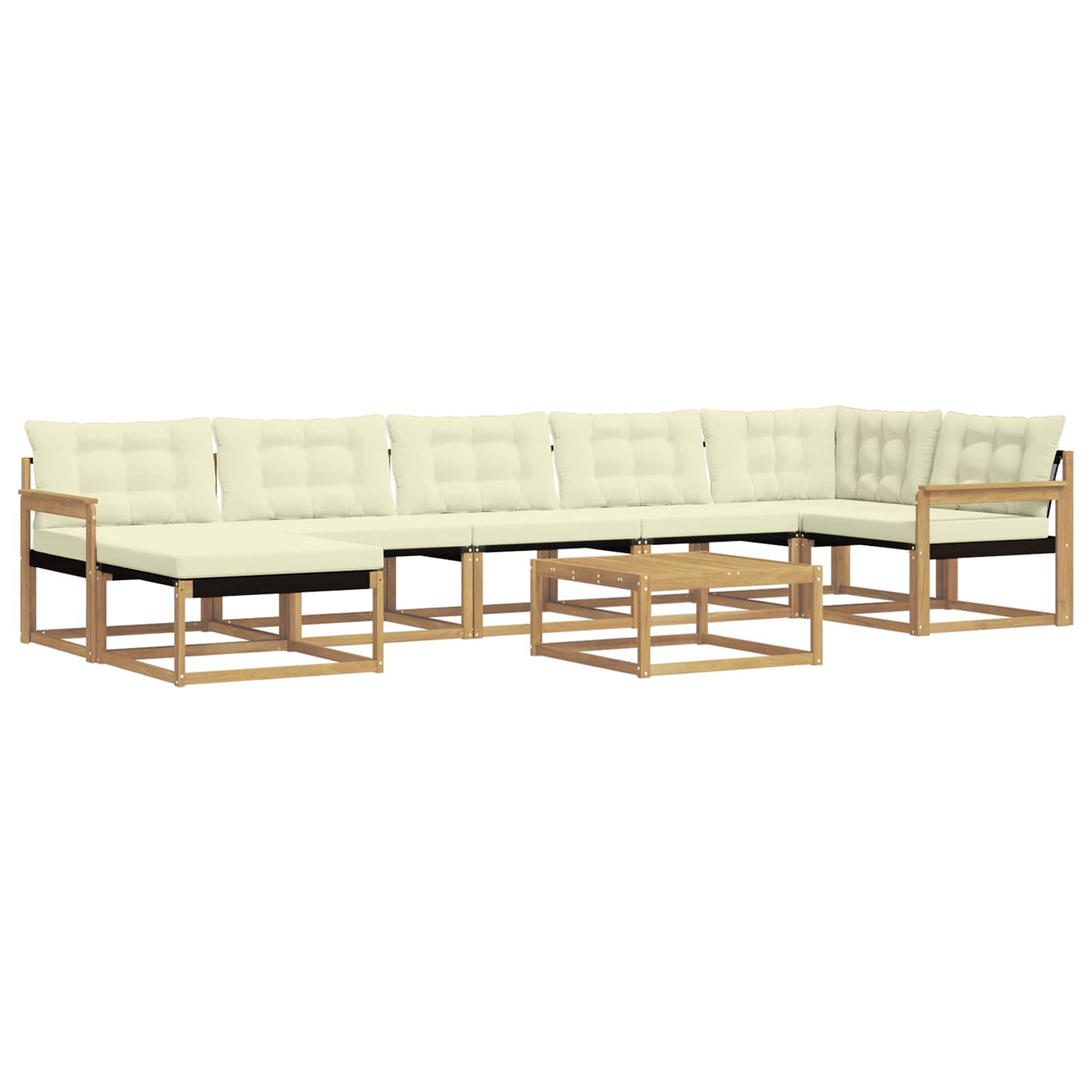 Set vanjskih sofa 8 pcs Bijela i krem Čvrsto drvo akacije