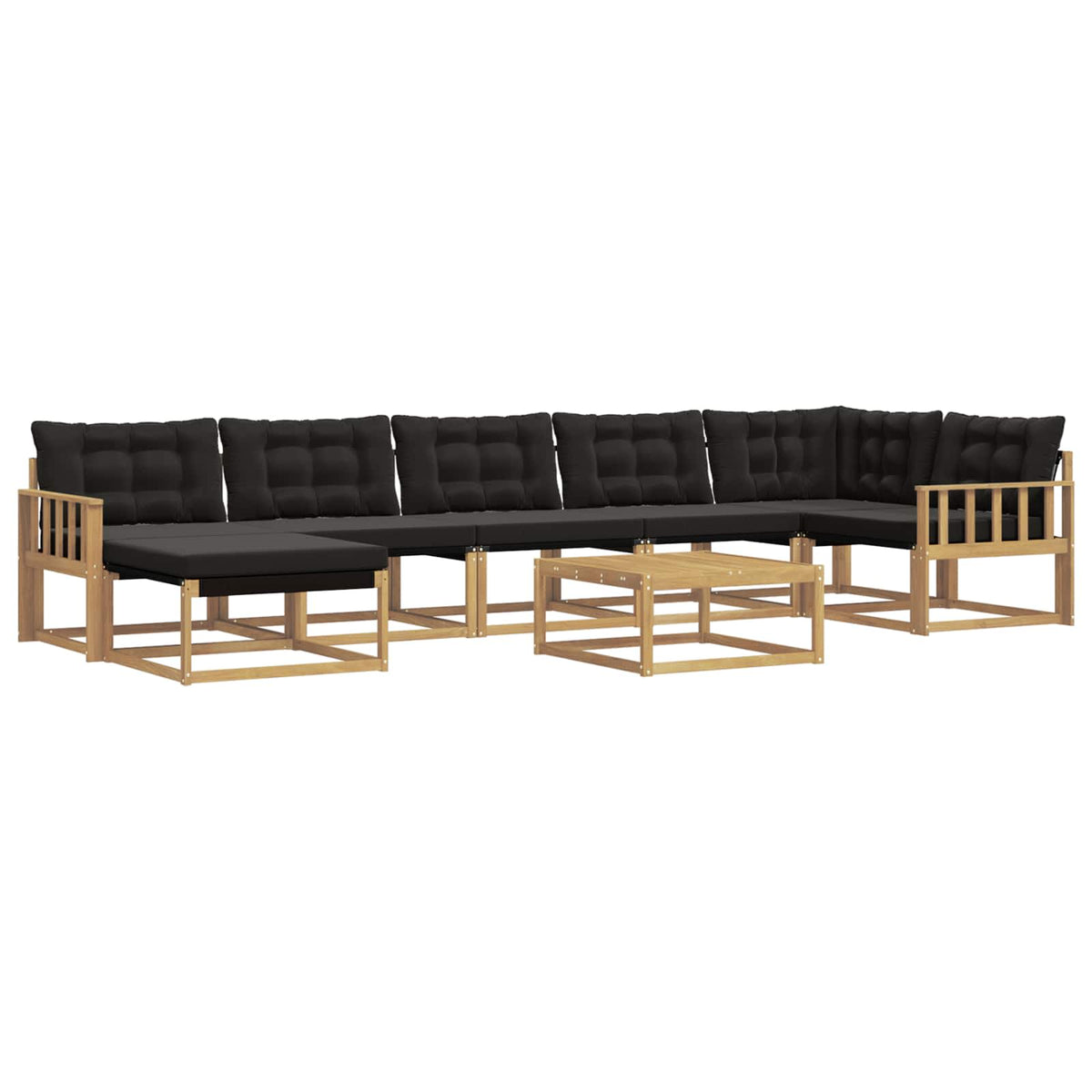 Set vanjskih sofa 8 kom. Bijela i crna Čvrsto drvo akacije