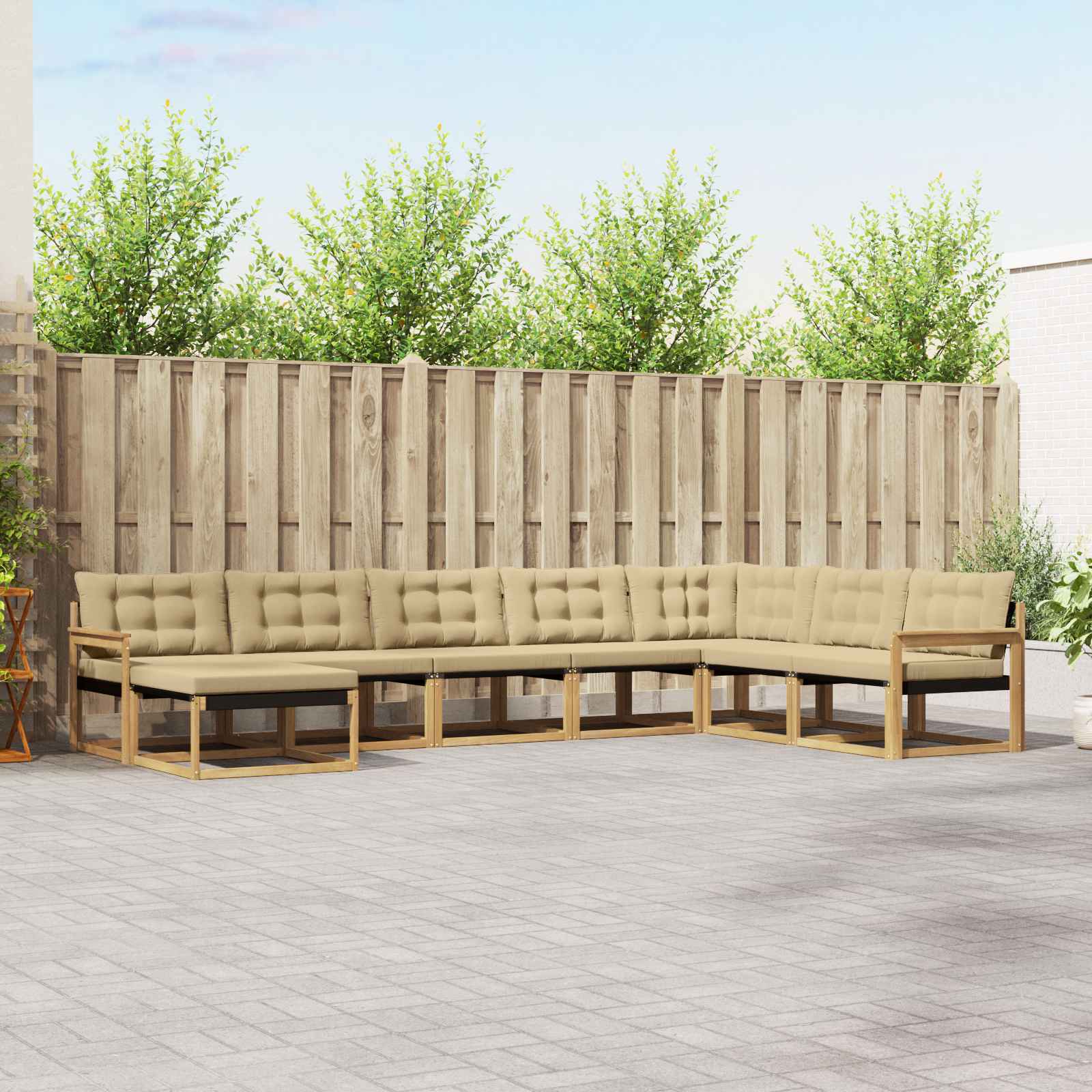 Set vanjskih sofa s jastukom 8 pcs Bijela i bež
