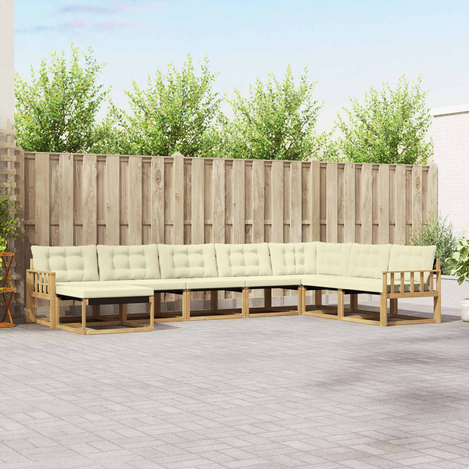 Set vanjskih sofa s jastukom 8 pcs Bijela i krem