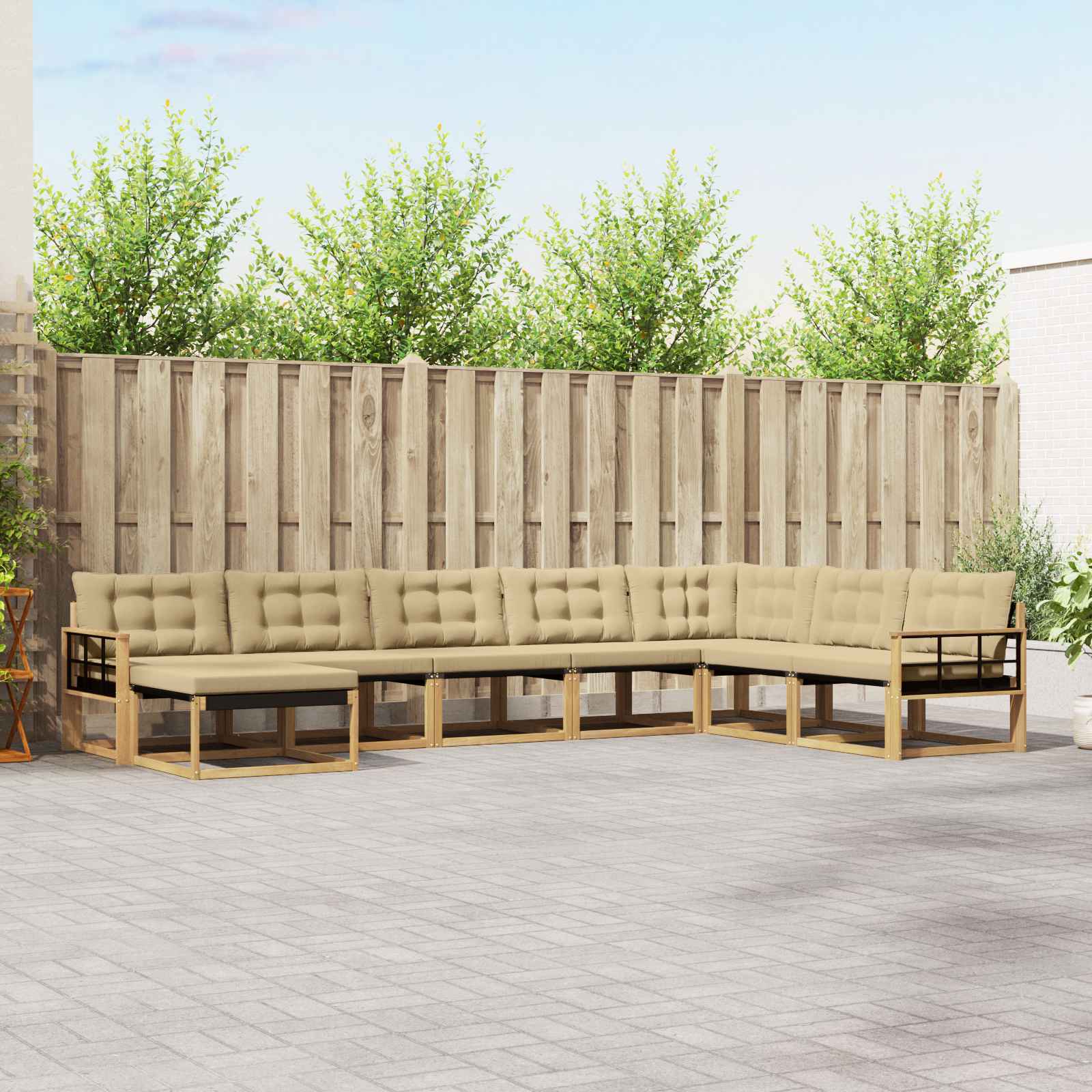 Set vanjskih sofa s jastukom 8 pcs Bijela i bež