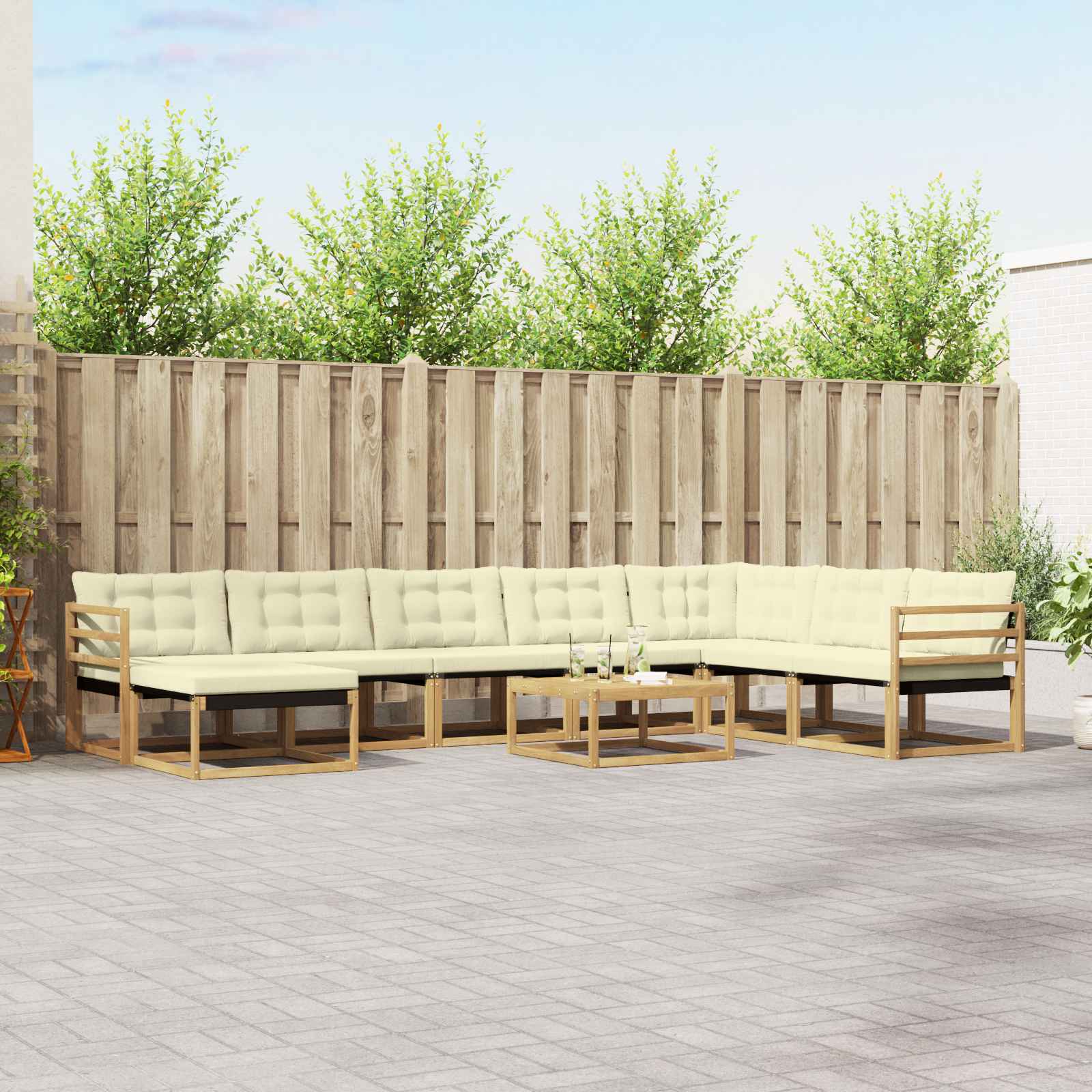 Set vanjskih sofa 9 pcs Bijela i krem 79 x 79 x 37 cm