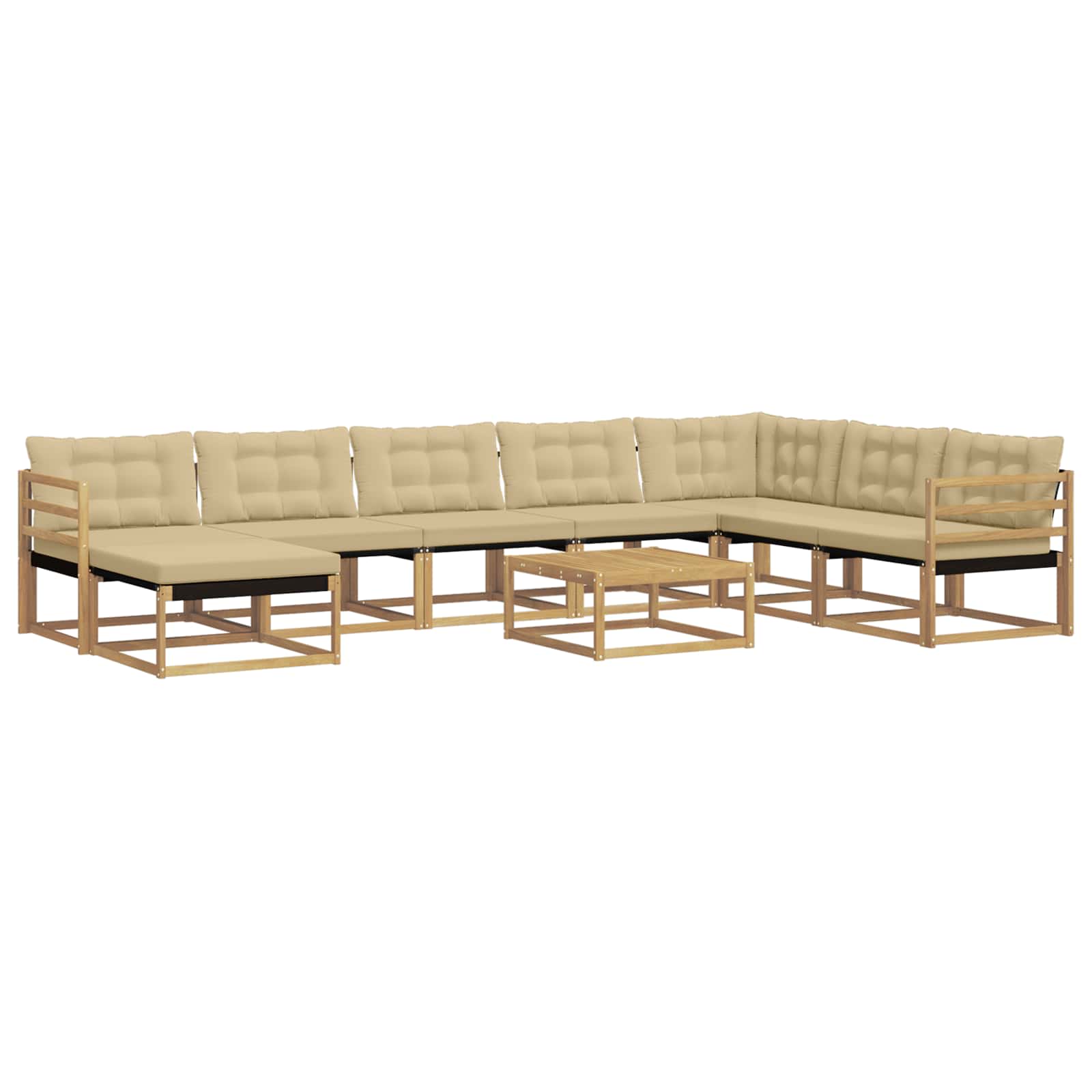 Set vanjskih sofa 9 pcs Bijela i bež Čvrsto drvo akacije