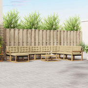 Set vanjskih sofa 9 pcs Bijela i bež Čvrsto drvo akacije