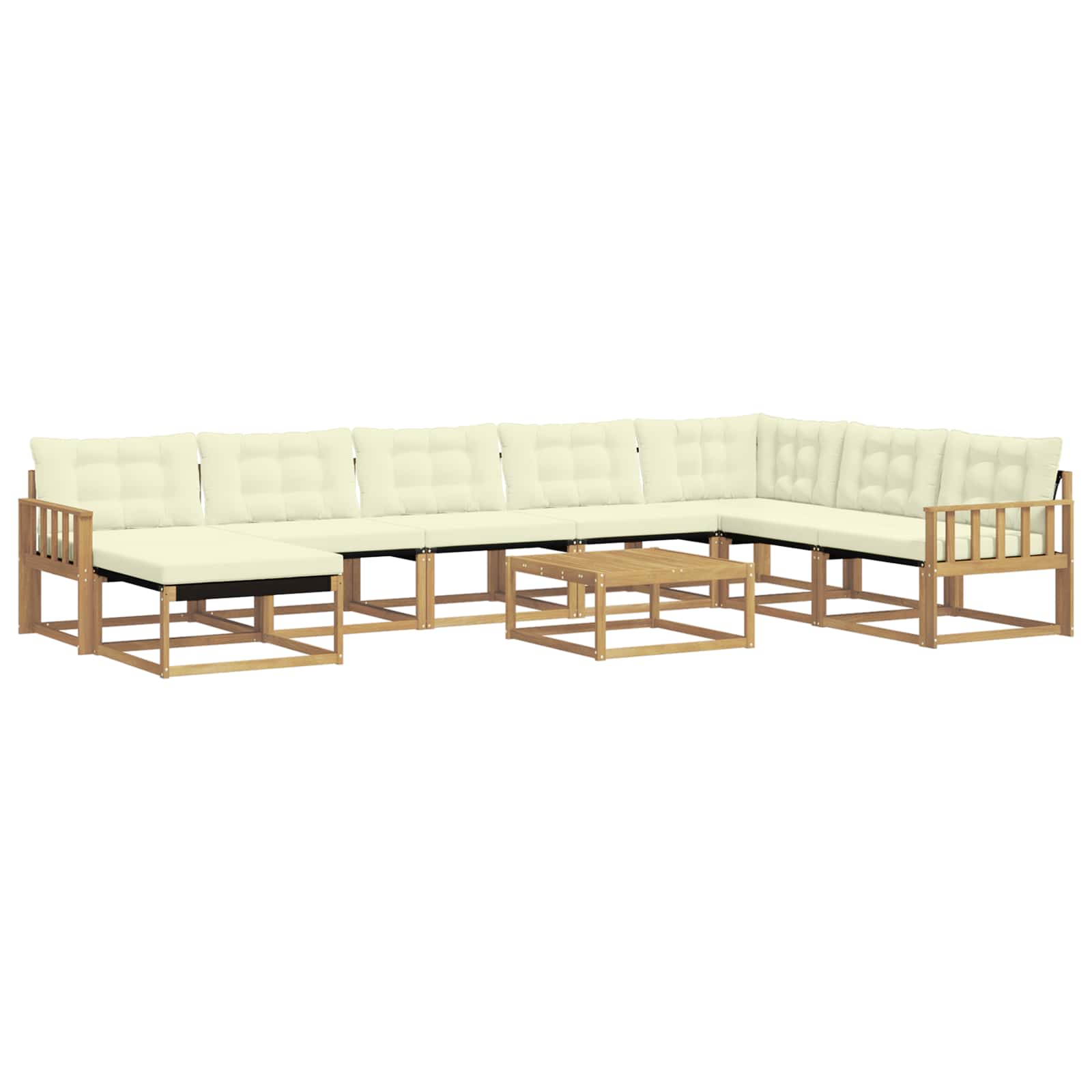 Set vanjskih sofa 9 pcs Bijela i krem Čvrsto drvo akacije