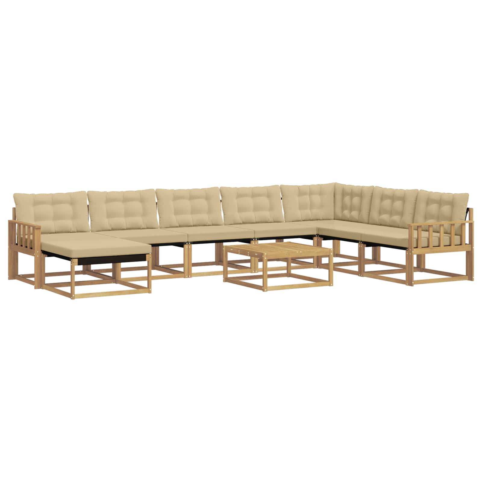 Set vanjskih sofa 9 pcs Bijela i bež Čvrsto drvo akacije