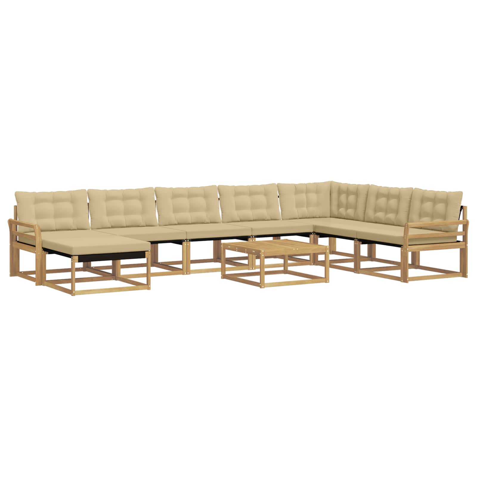 Set vanjskih sofa 9 pcs Bijela i bež Čvrsto drvo akacije