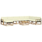 Set vanjskih sofa 9 kom. Bijela i krem Čvrsto drvo akacije