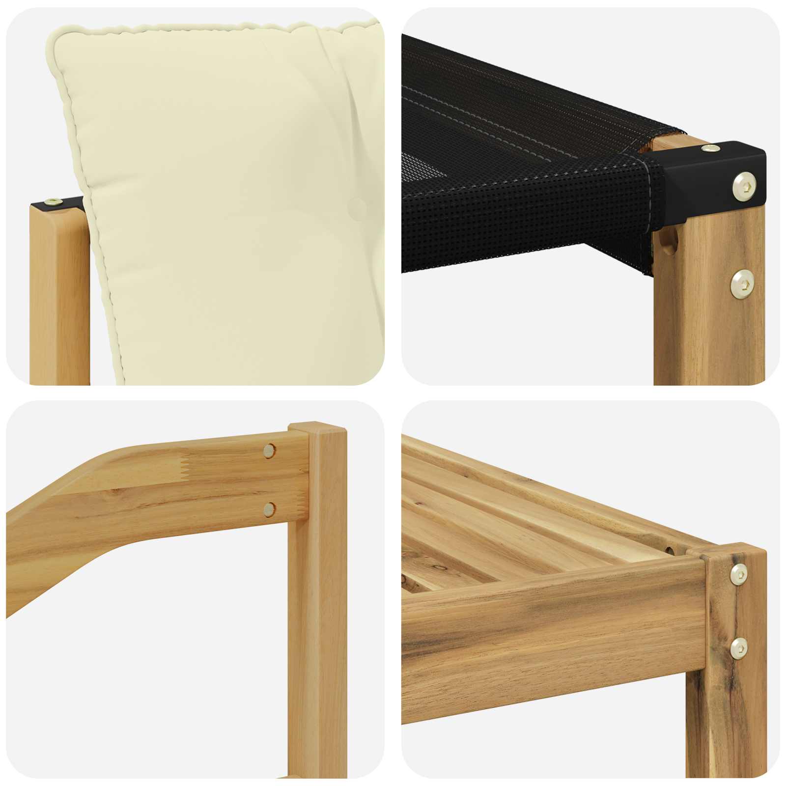 Set vanjskih sofa 9 pcs Bijela i krem Čvrsto drvo akacije