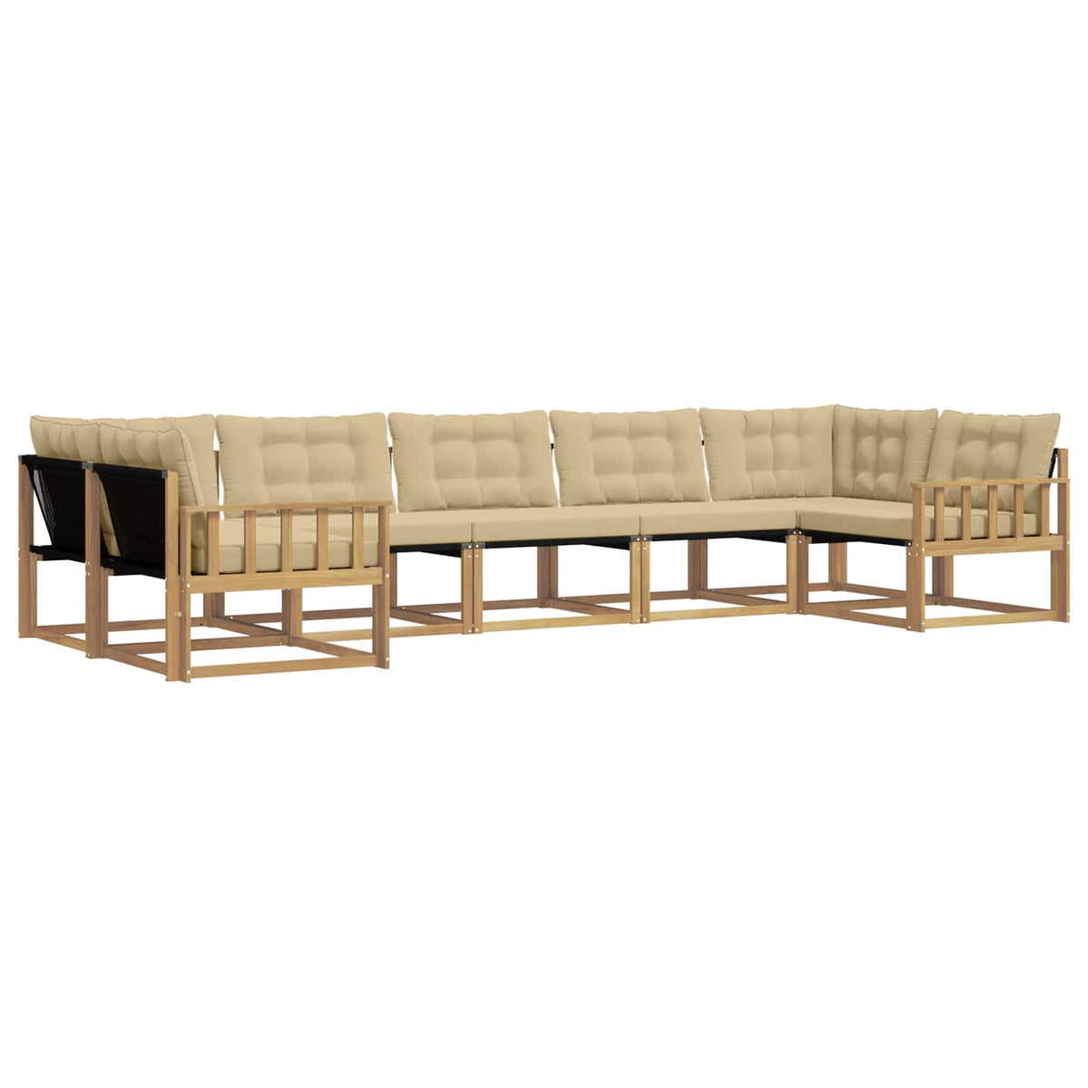 Set vanjskih sofa 7 kom. Bijela i bež Smeđa 404 x 168,5 x 73 cm