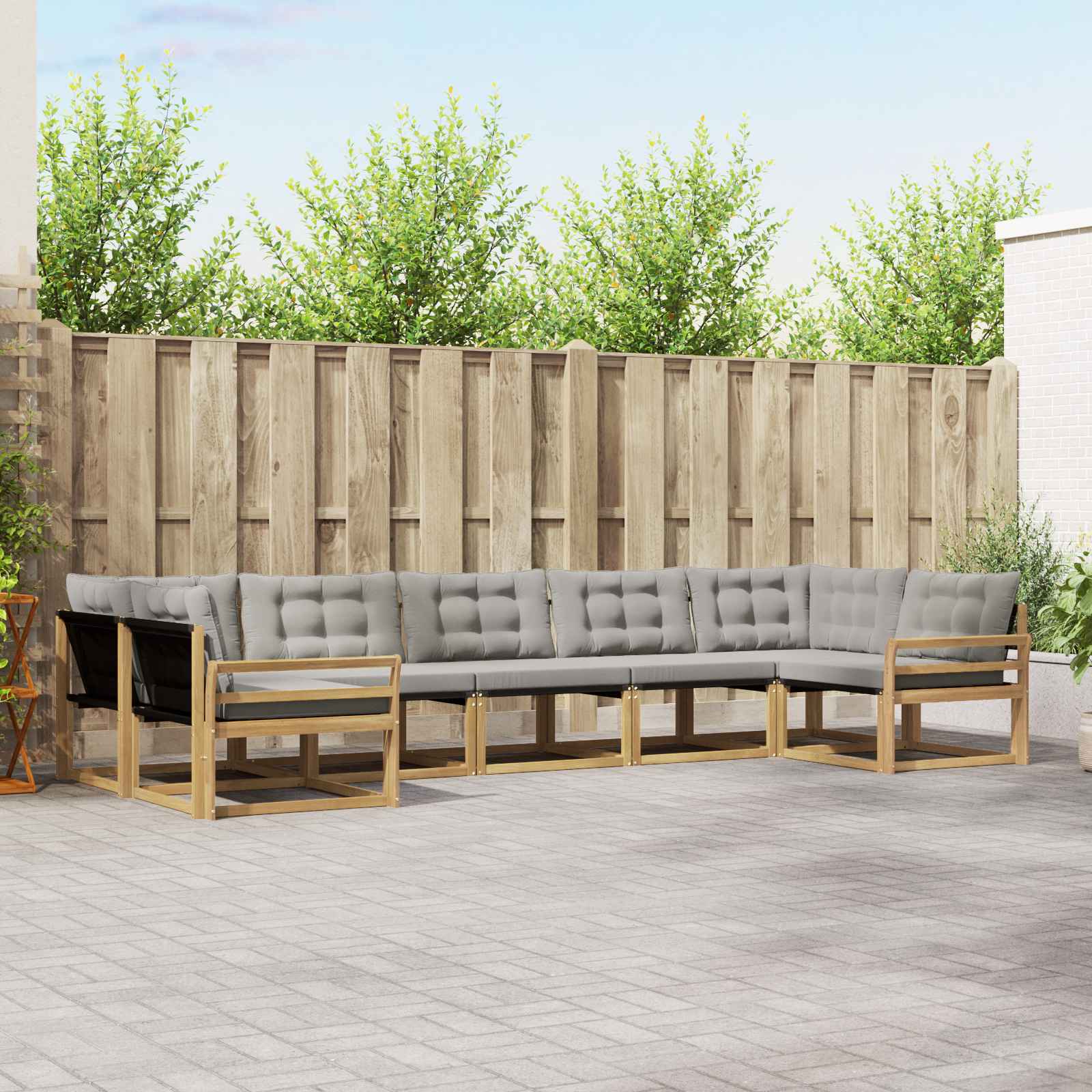 Set vanjskih sofa s jastukom 7 pcs Bijela i svjetlosiva