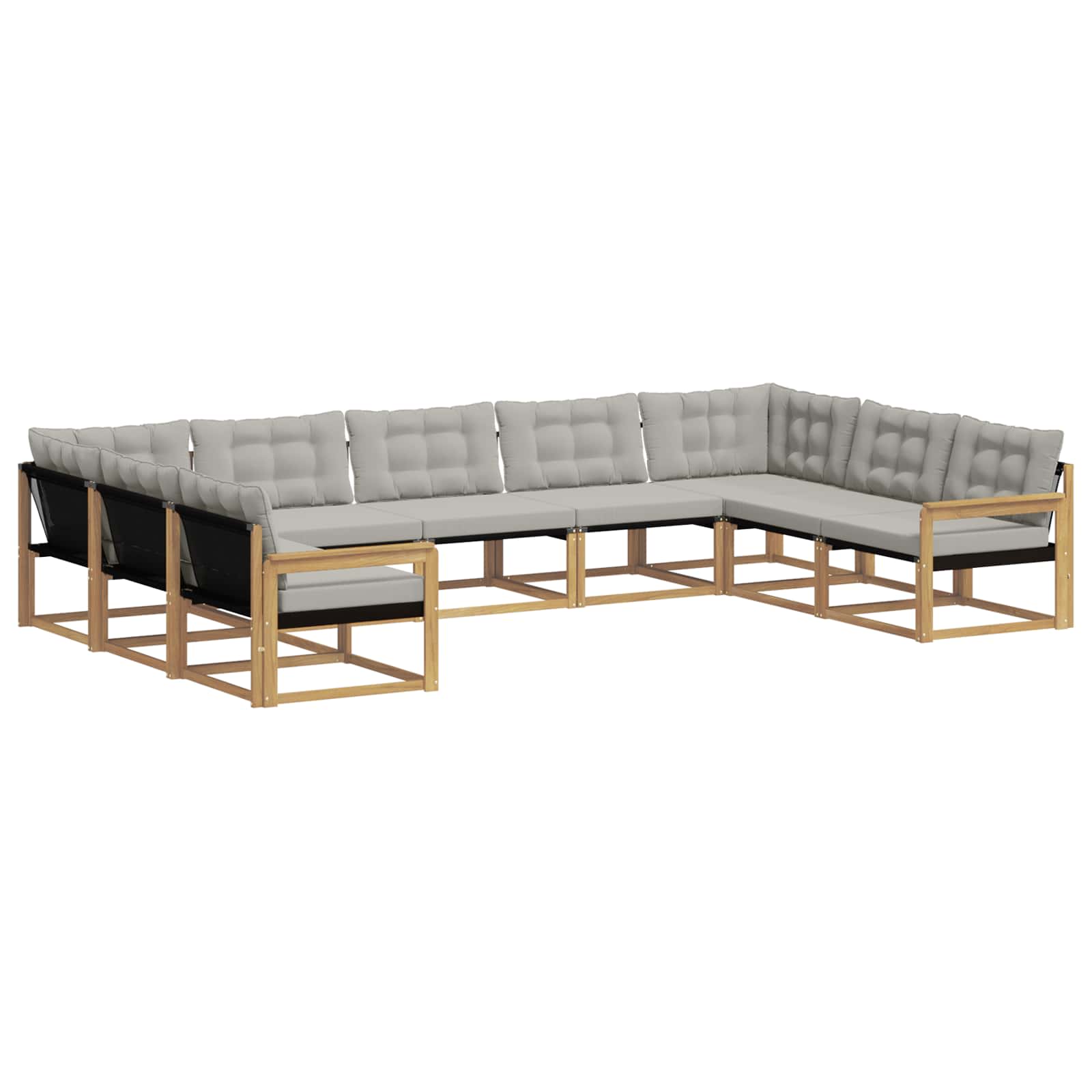 Set vanjskih sofa s jastukom 9 pcs Bijela i svjetlosiva
