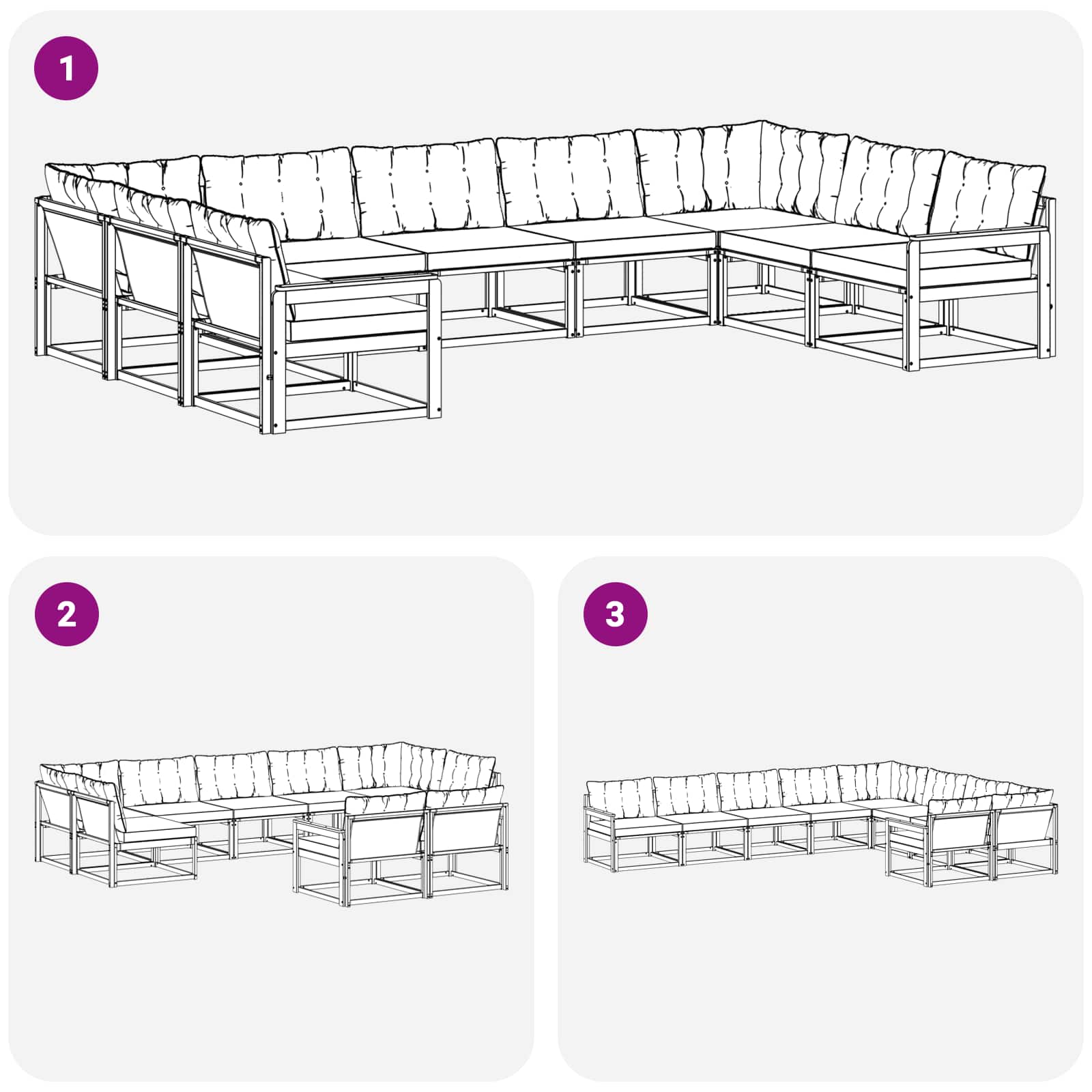 Set vanjskih sofa s jastukom 9 pcs Bijela i bež