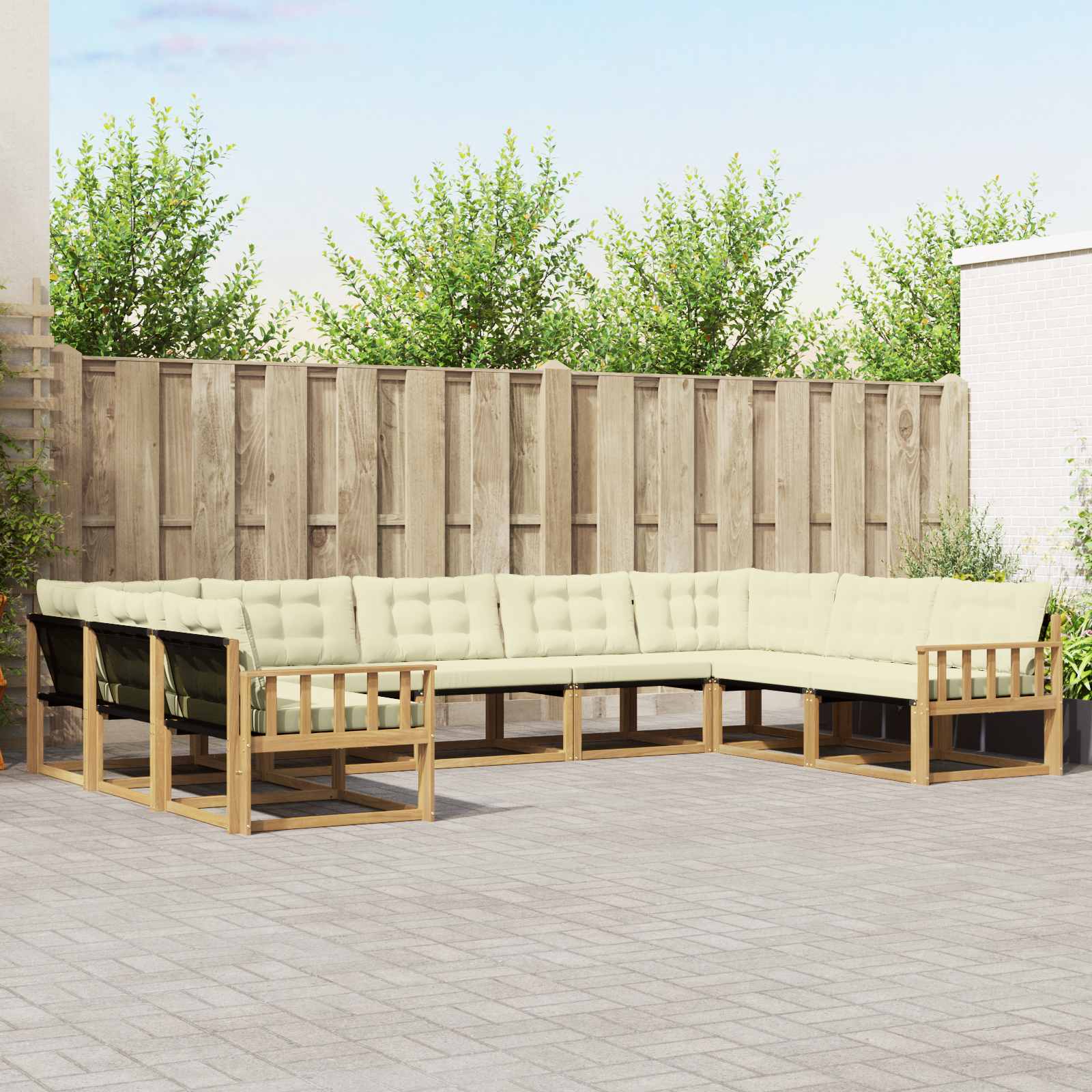 Set vanjskih sofa s jastukom 9 pcs Bijela i krem