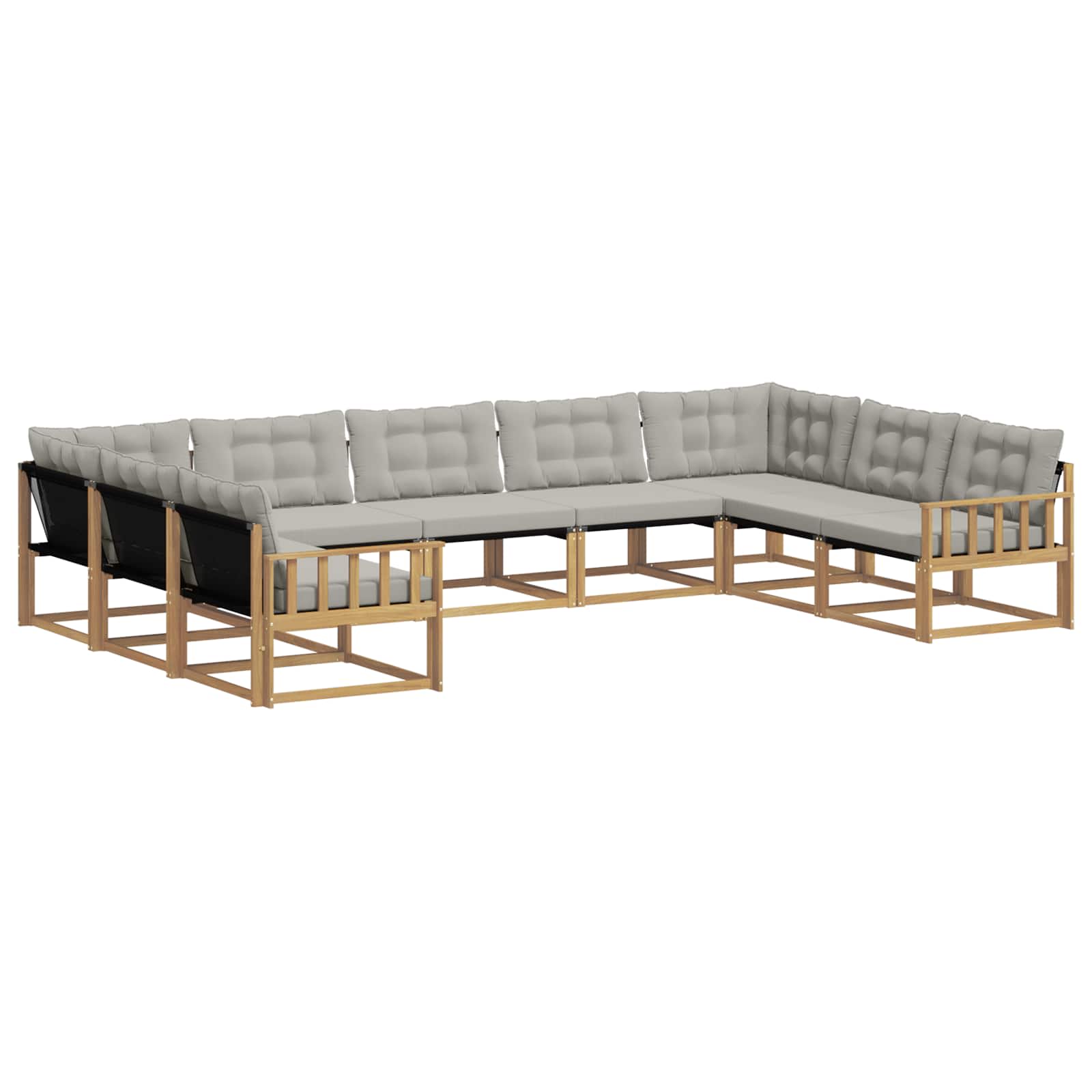 Set vanjskih sofa s jastukom 9 pcs Bijela i svjetlosiva