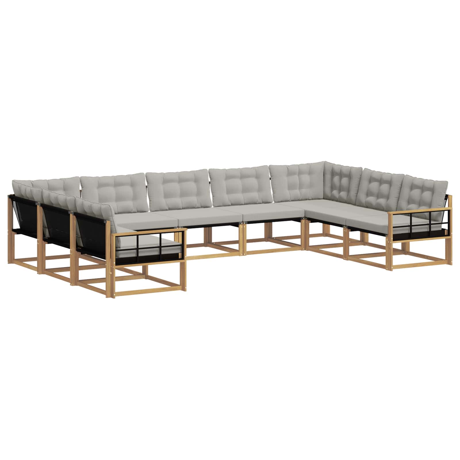 Set vanjskih sofa s jastukom 9 pcs Bijela i svjetlosiva