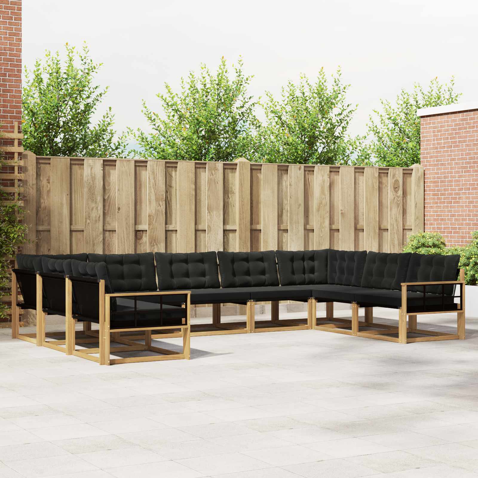 Set vanjskih sofa s jastukom 9 pcs Bijela i crna