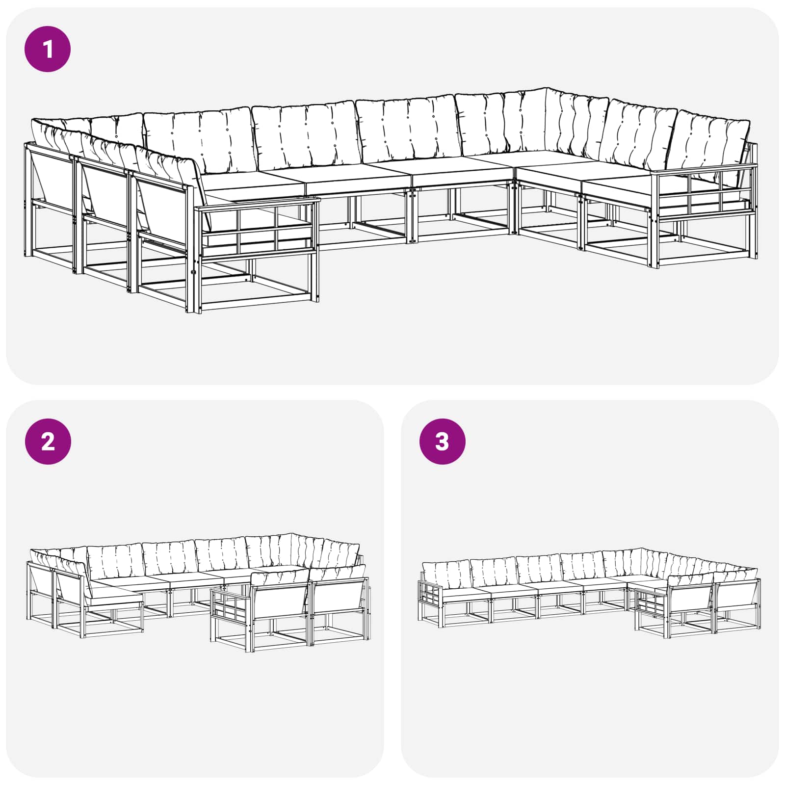 Set vanjskih sofa s jastukom 9 pcs Bijela i bež