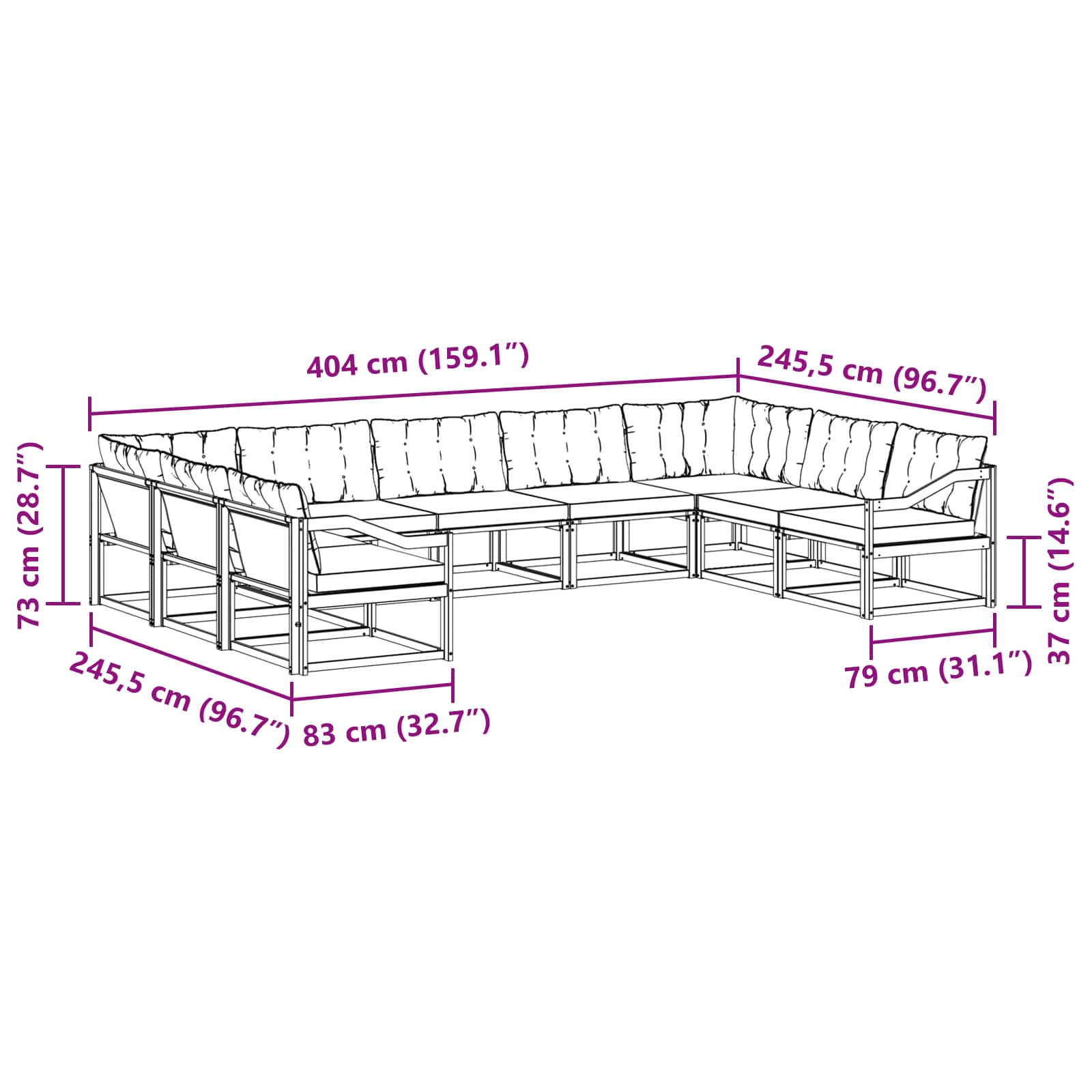 Set vanjskih sofa s jastukom 9 pcs Bijela i krem