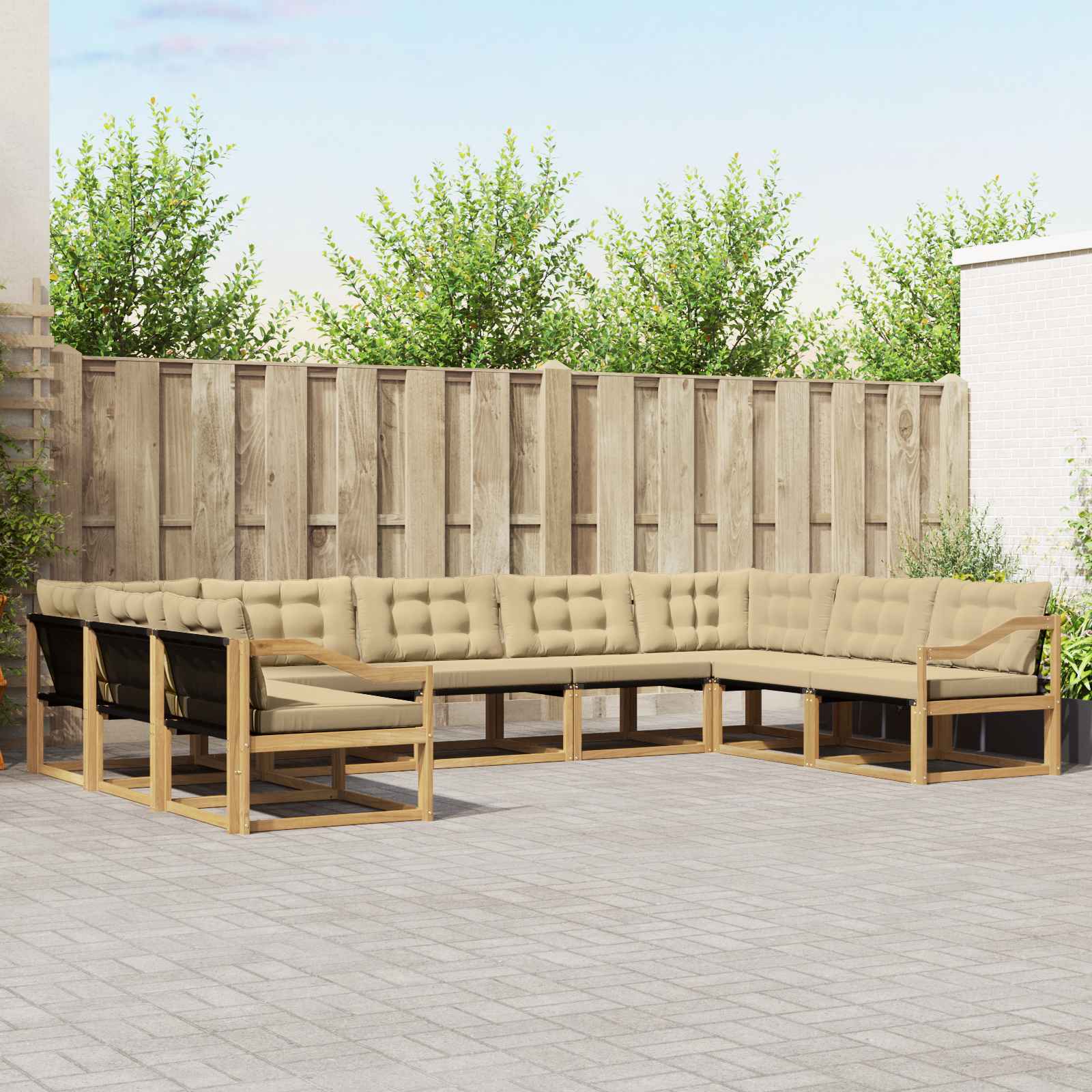 Set vanjskih sofa s jastukom 9 pcs Bijela i bež
