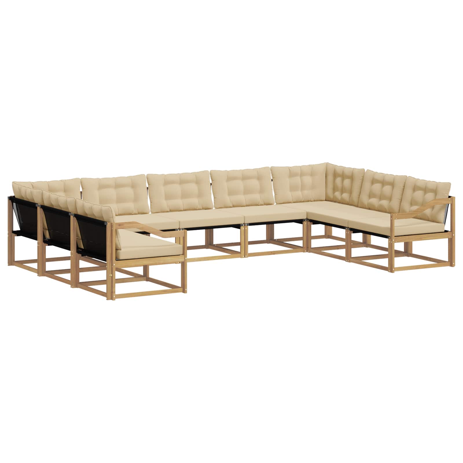 Set vanjskih sofa s jastukom 9 pcs Bijela i bež