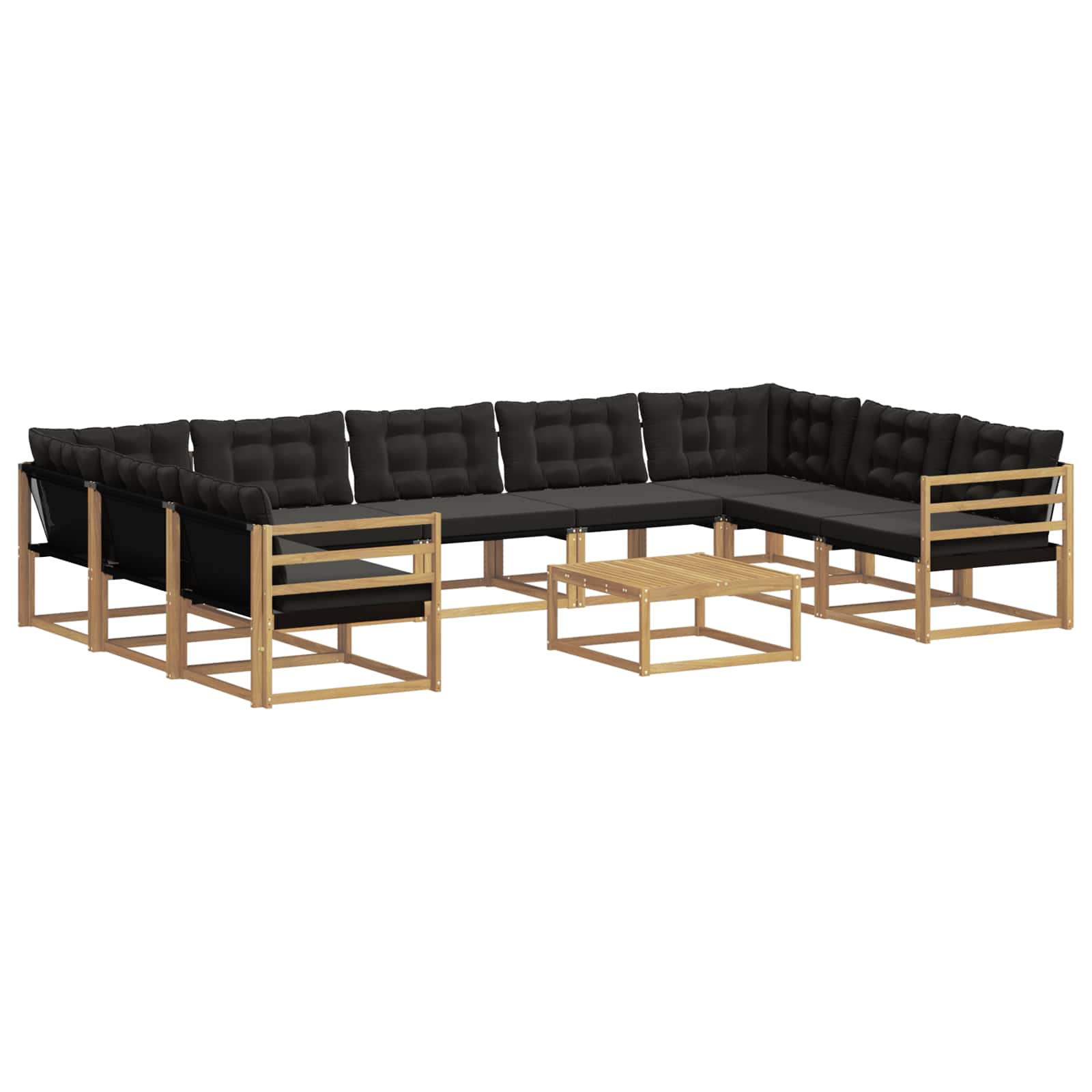 Set vanjskih sofa s jastukom 10 pcs Bijela i crna