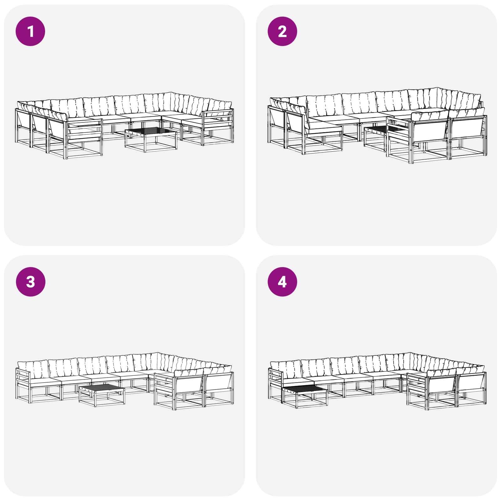 Set vanjskih sofa s jastukom 10 pcs Bijela i crna