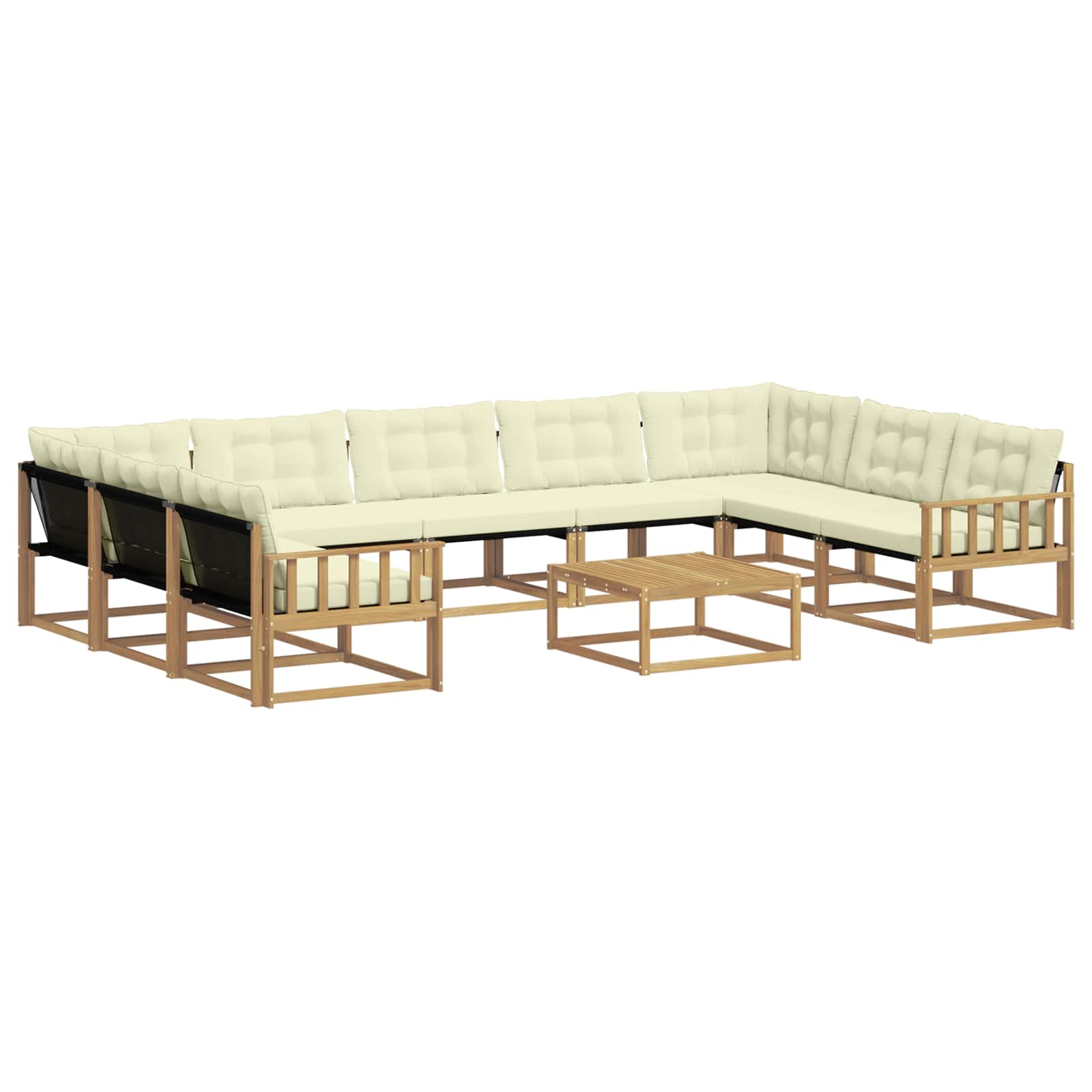 Set vanjskih sofa s jastukom 10 pcs Bijela i krem