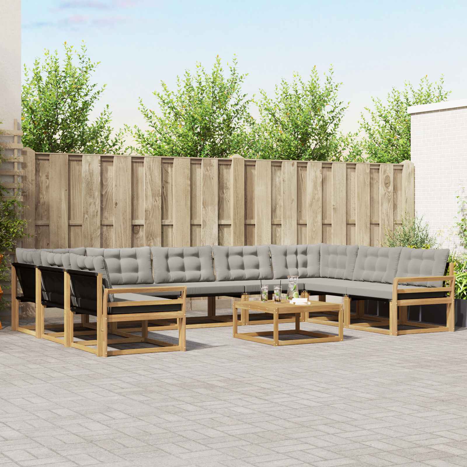 Set vanjskih sofa s jastukom 10 pcs Bijela i svjetlosiva