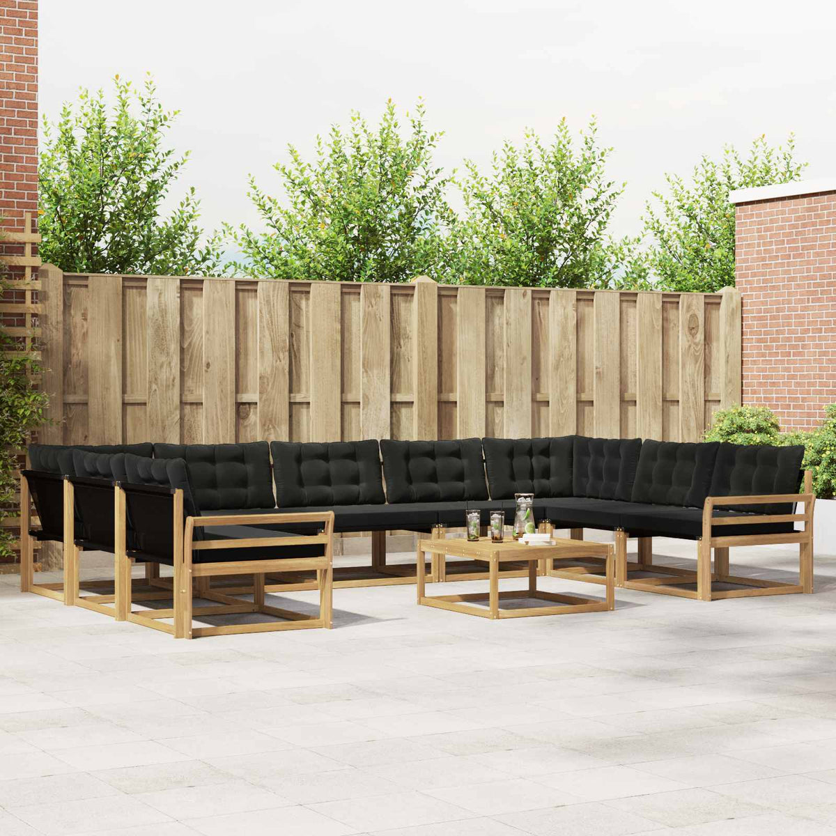 Set vanjskih sofa 10 kom. Bijela i crna