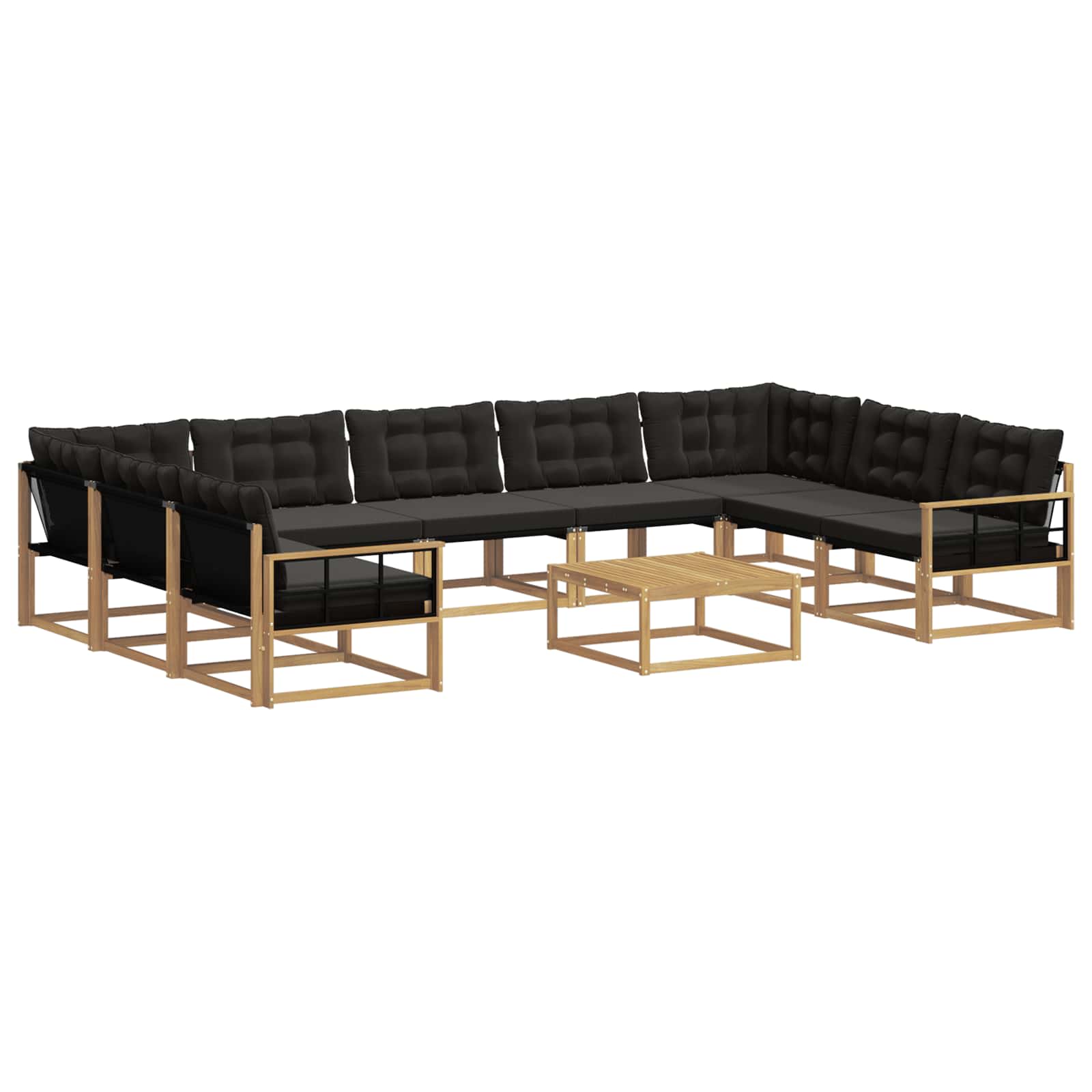 Set vanjskih sofa s jastukom 10 pcs Bijela i crna