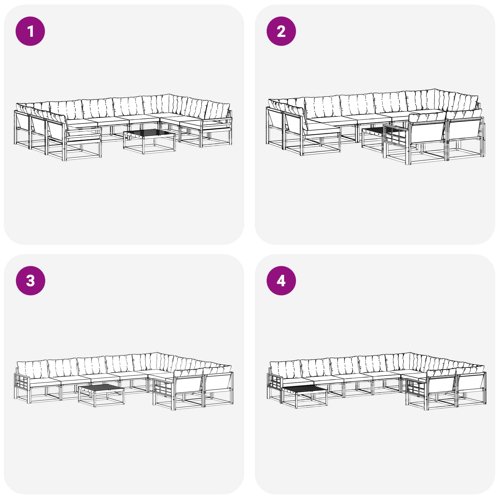 Set vanjskih sofa s jastukom 10 pcs Bijela i crna