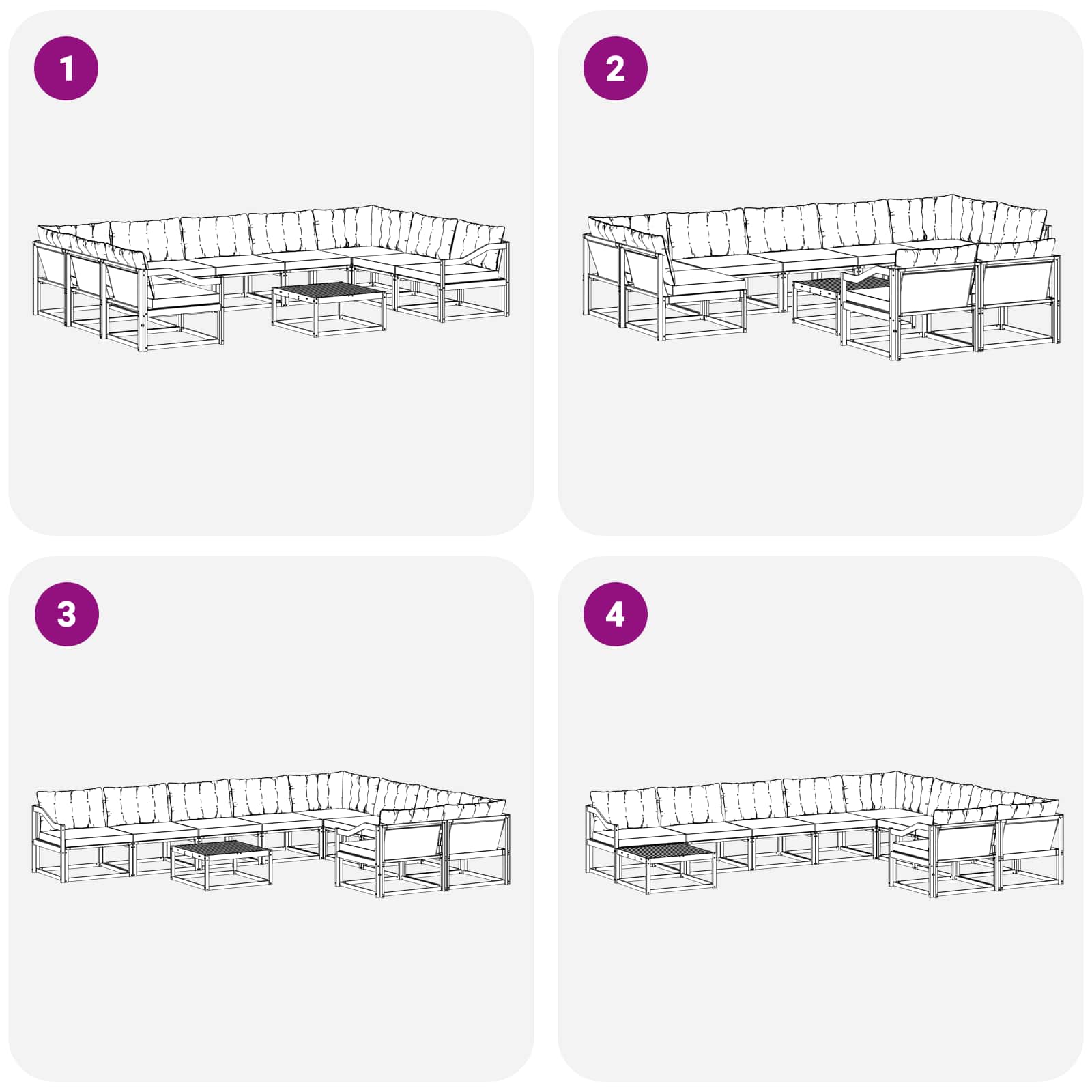 Set vanjskih sofa s jastukom 10 pcs Bijela i svjetlosiva