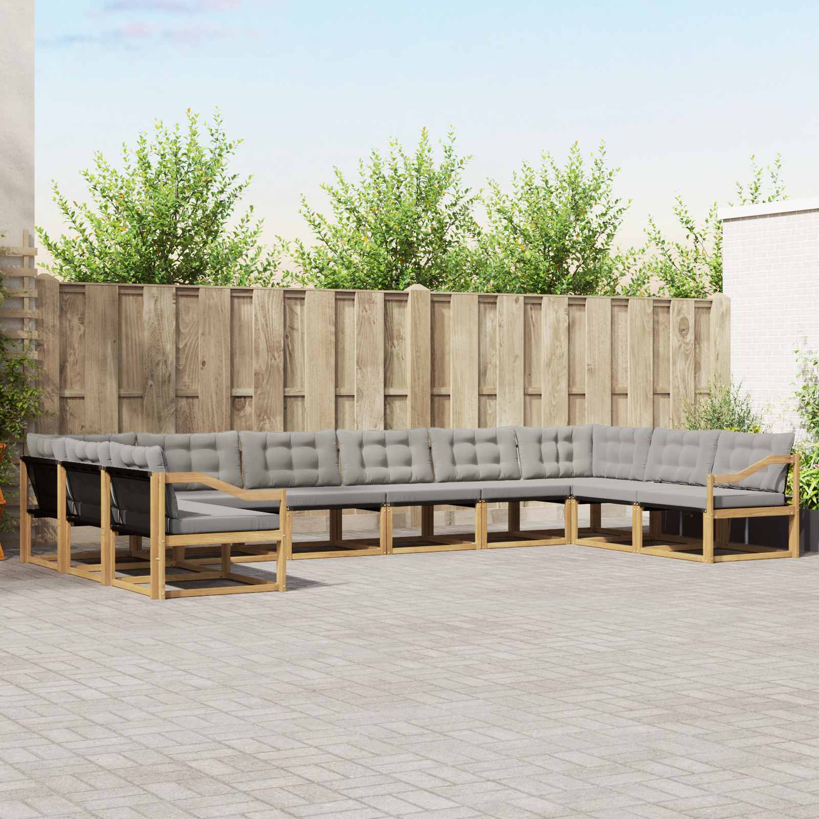 Set vanjskih sofa s jastukom 10 pcs Bijela i svjetlosiva