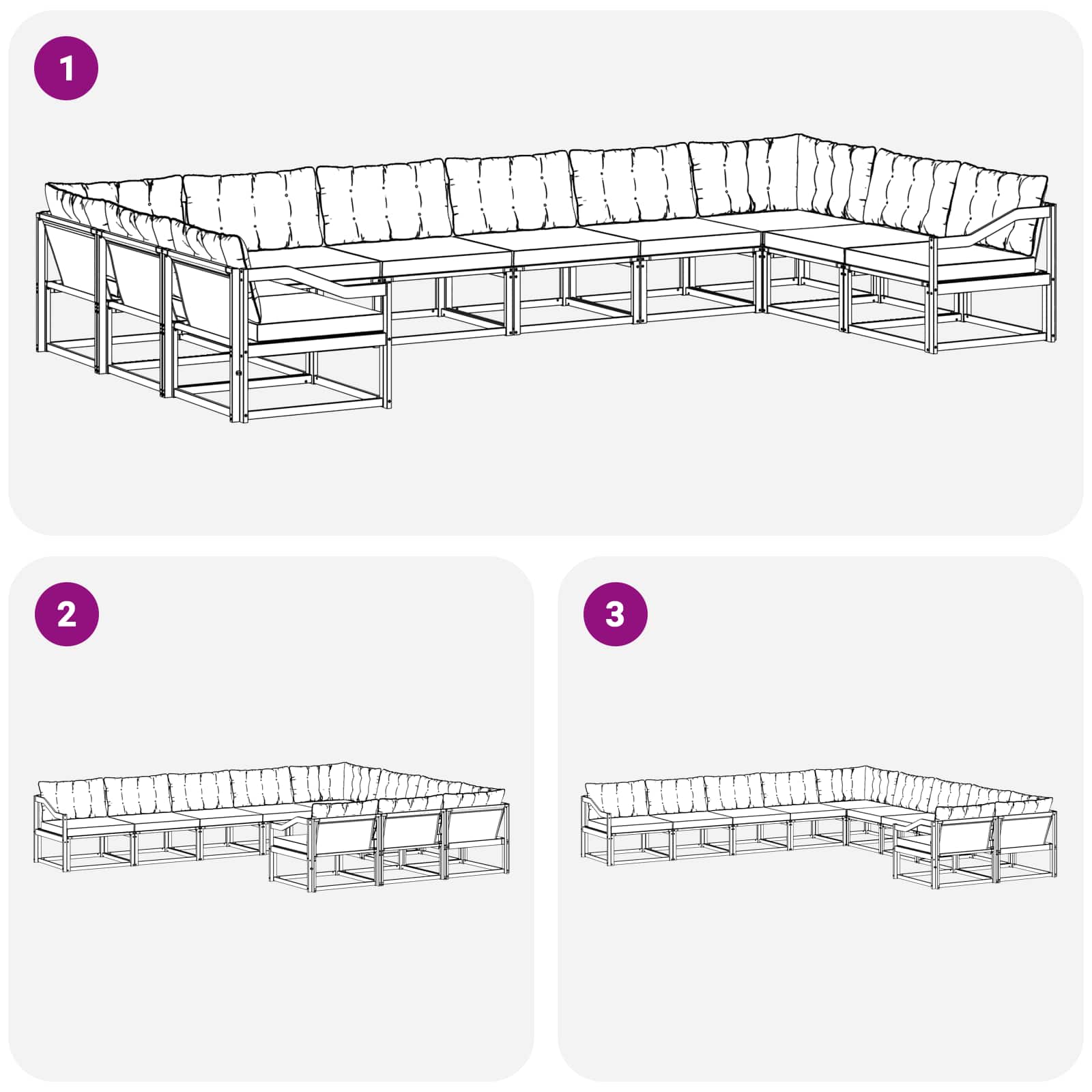 Set vanjskih sofa s jastukom 10 pcs Bijela i svjetlosiva