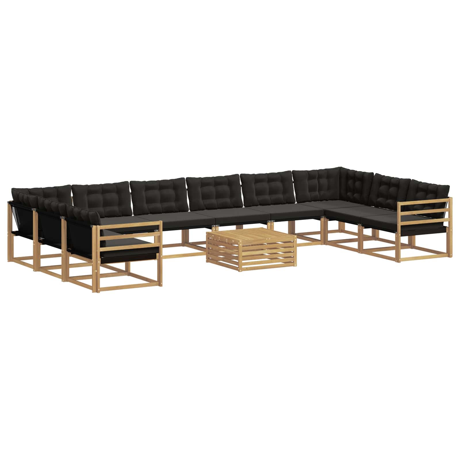 Set vanjskih sofa s jastukom 11 pcs Bijela i crna