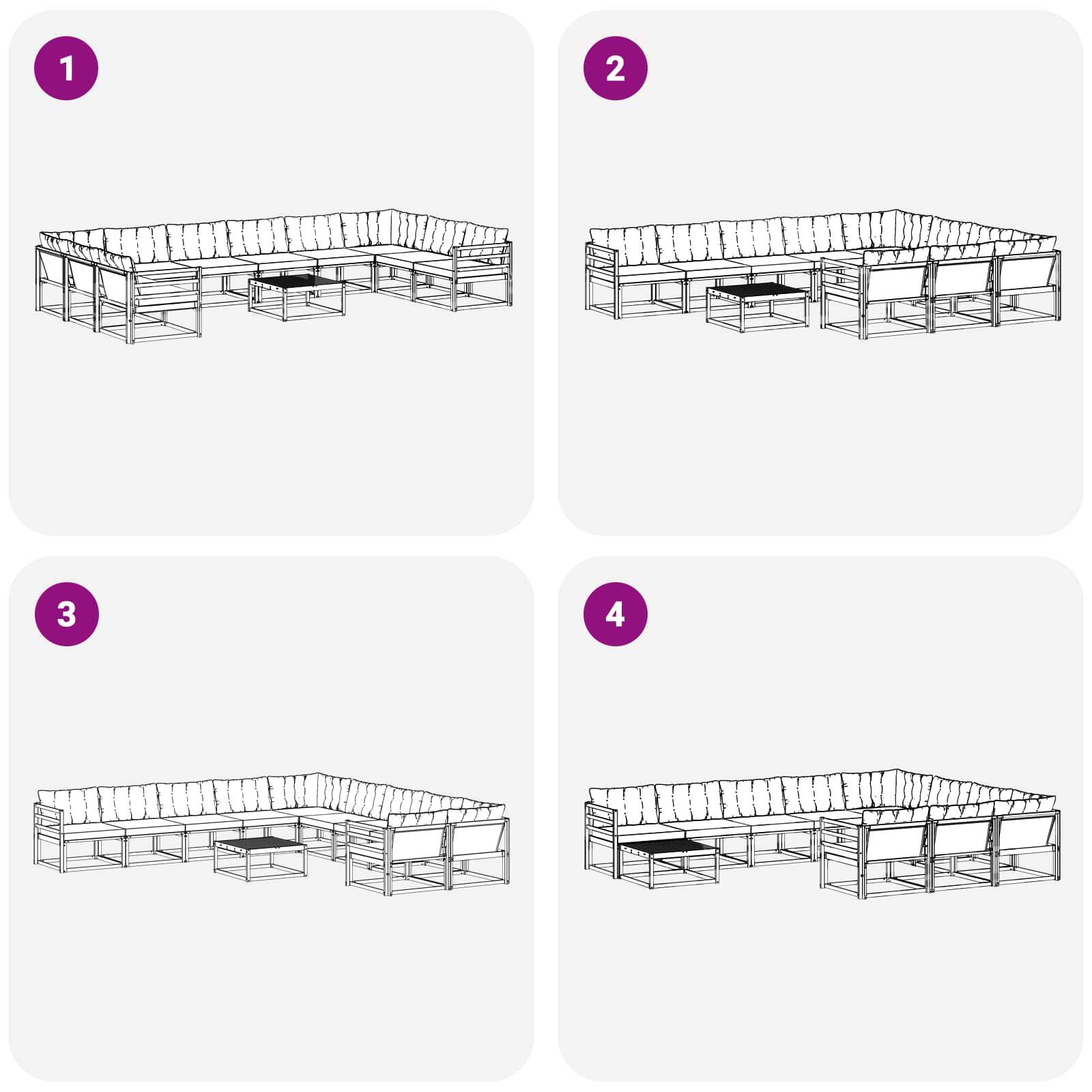 Set vanjskih sofa s jastukom 11 pcs Bijela i bež