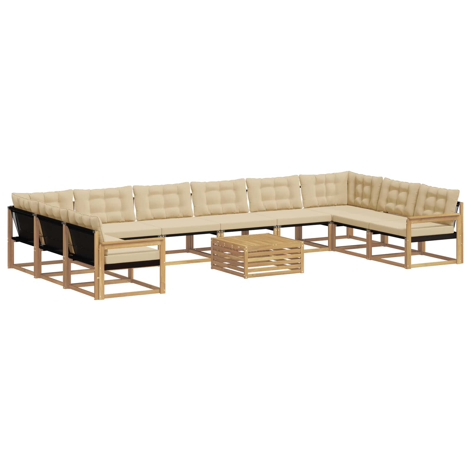 Set vanjskih sofa s jastukom 11 pcs Bijela i bež