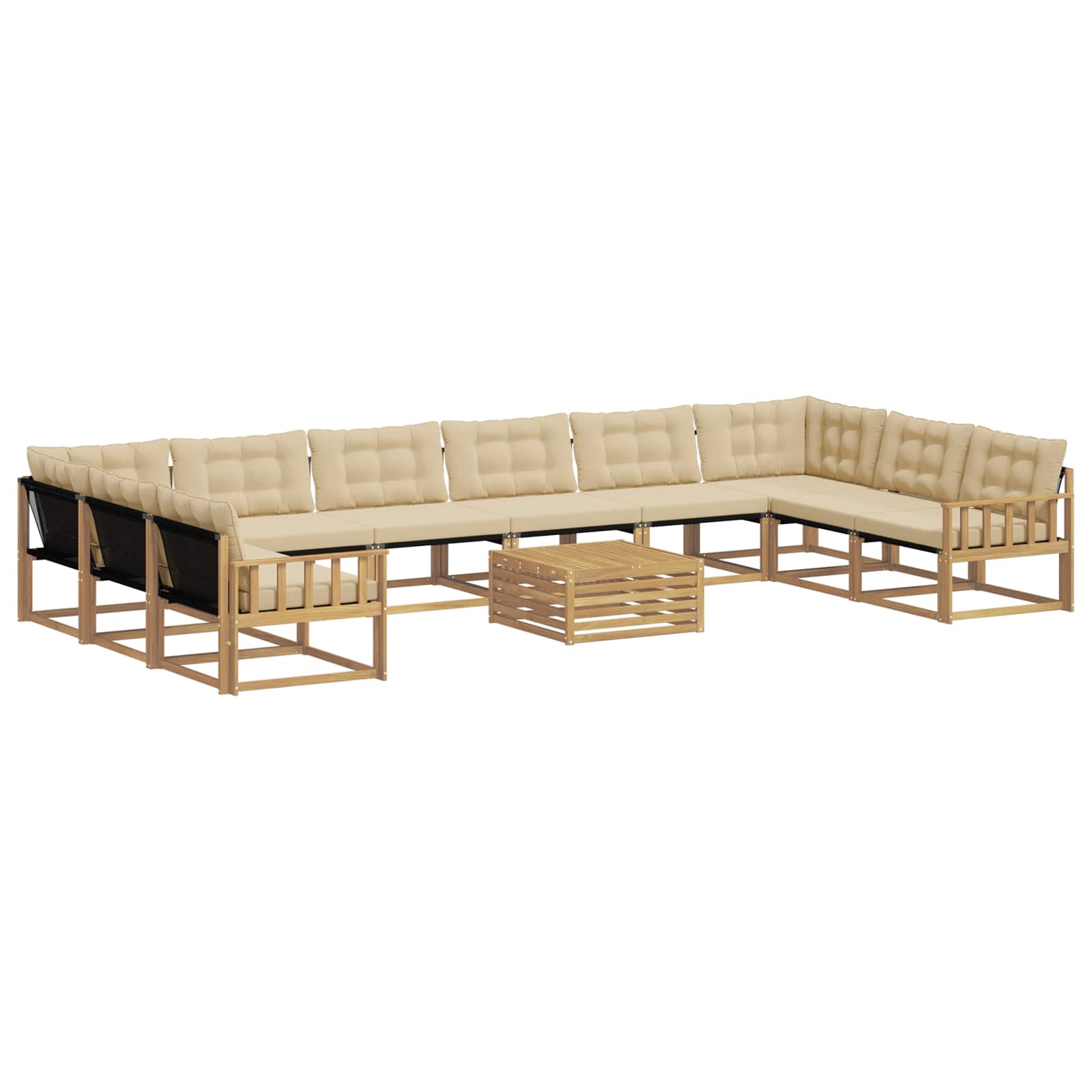 Set vanjskih sofa s jastukom 11 pcs Bijela i bež