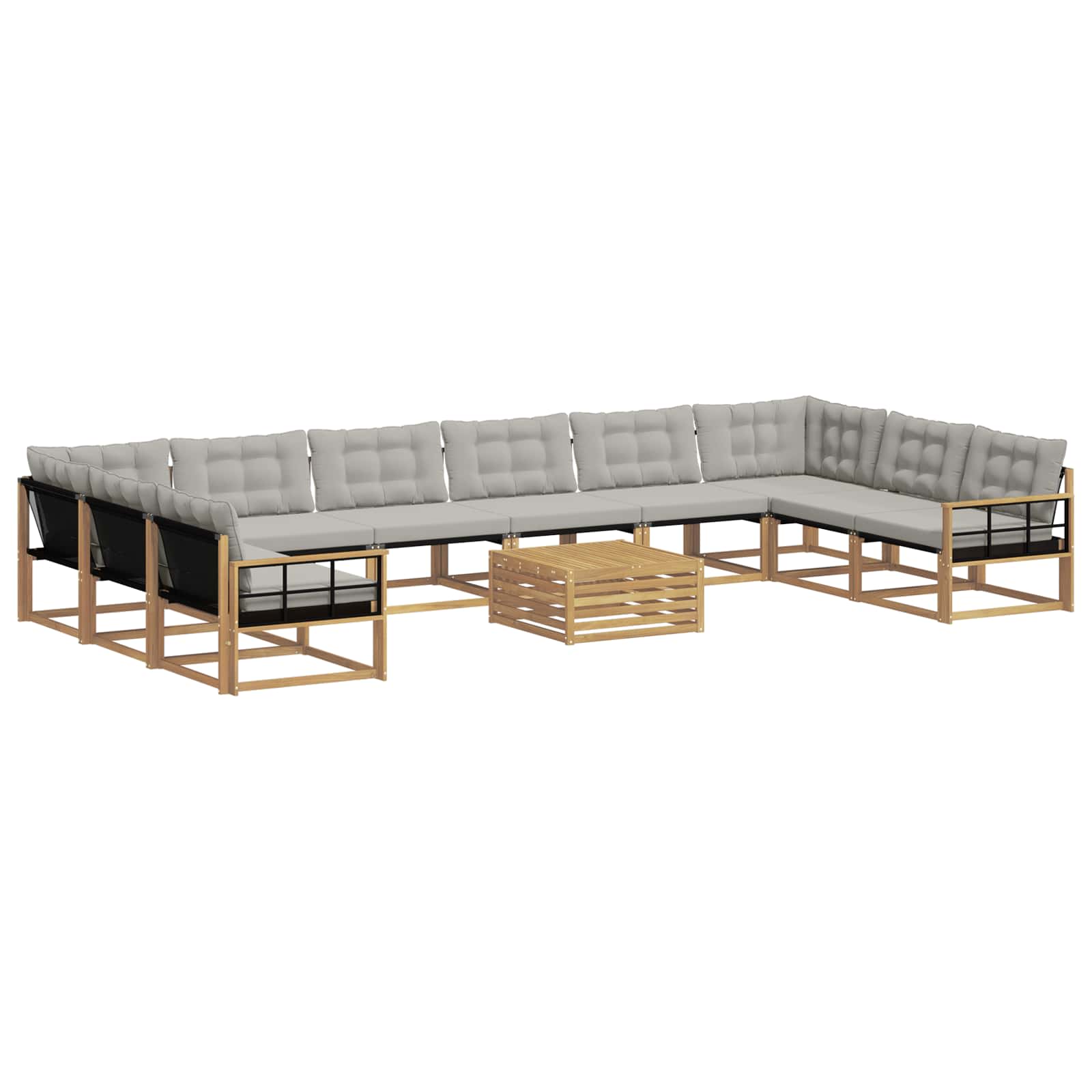Set vanjskih sofa s jastukom 11 pcs Bijela i svjetlosiva