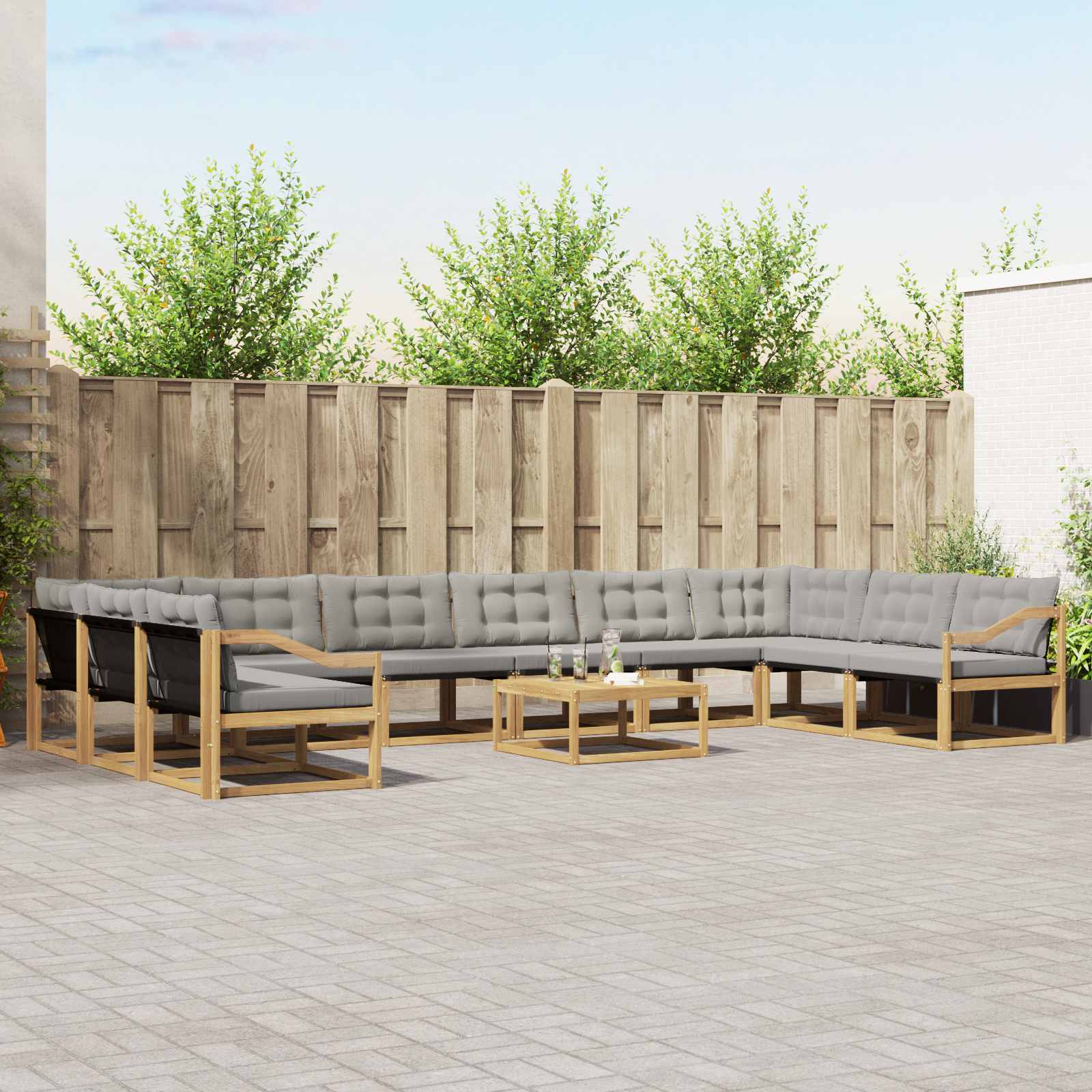 Set vanjskih sofa s jastukom 11 pcs Bijela i svjetlosiva