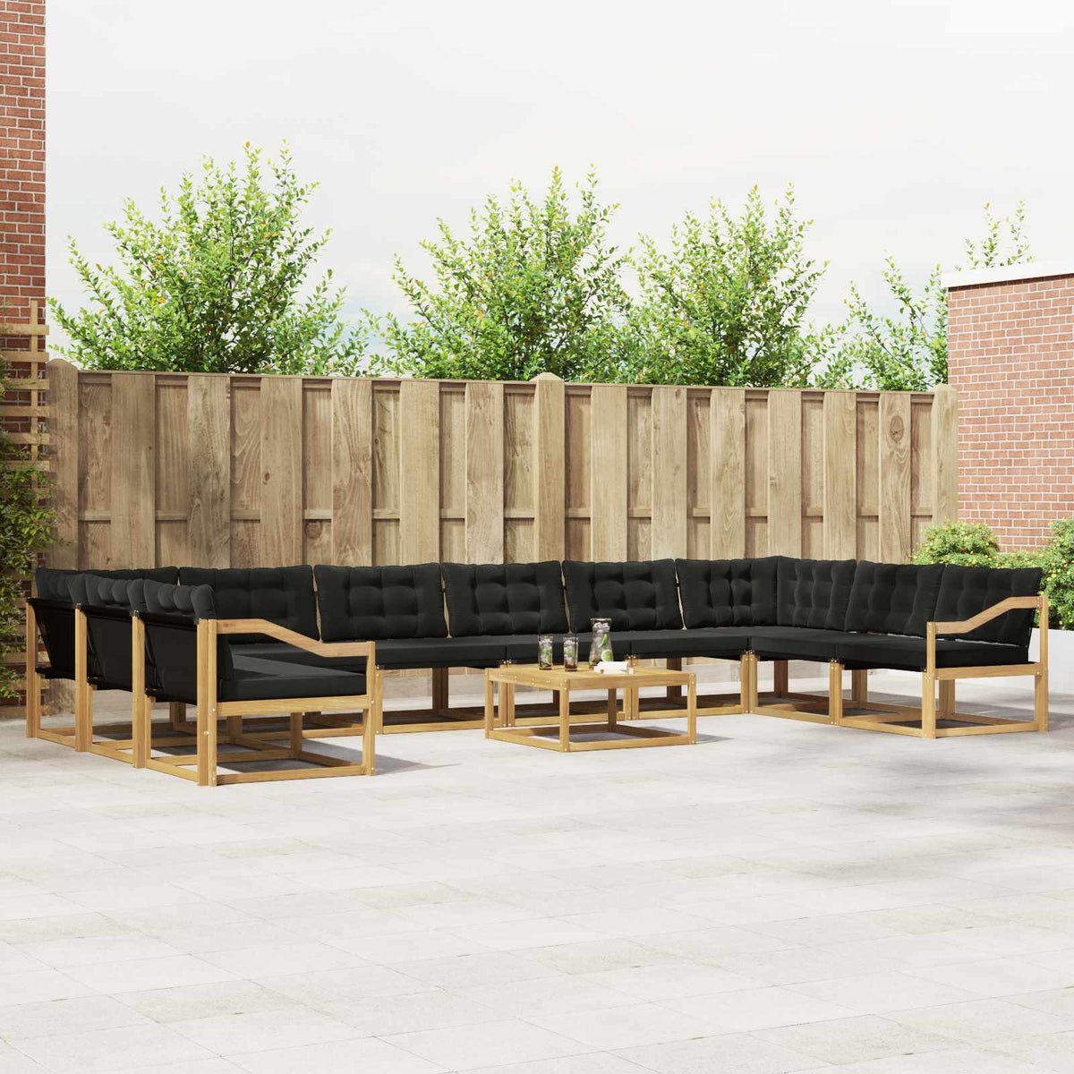 Set vanjskih sofa 11 kom. Bijela i crna