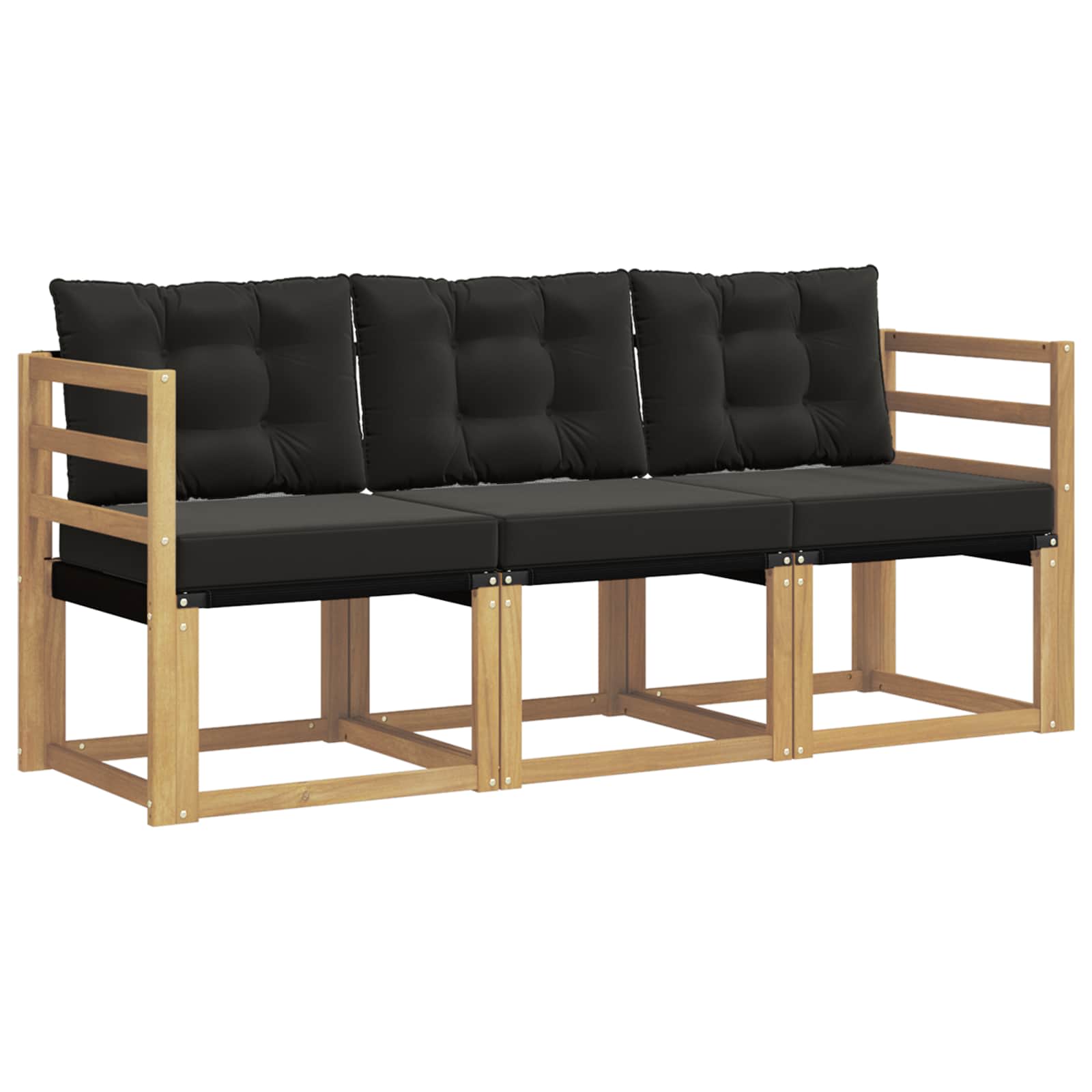 Set vanjskih sofa s jastukom 3 pcs Bijela i crna